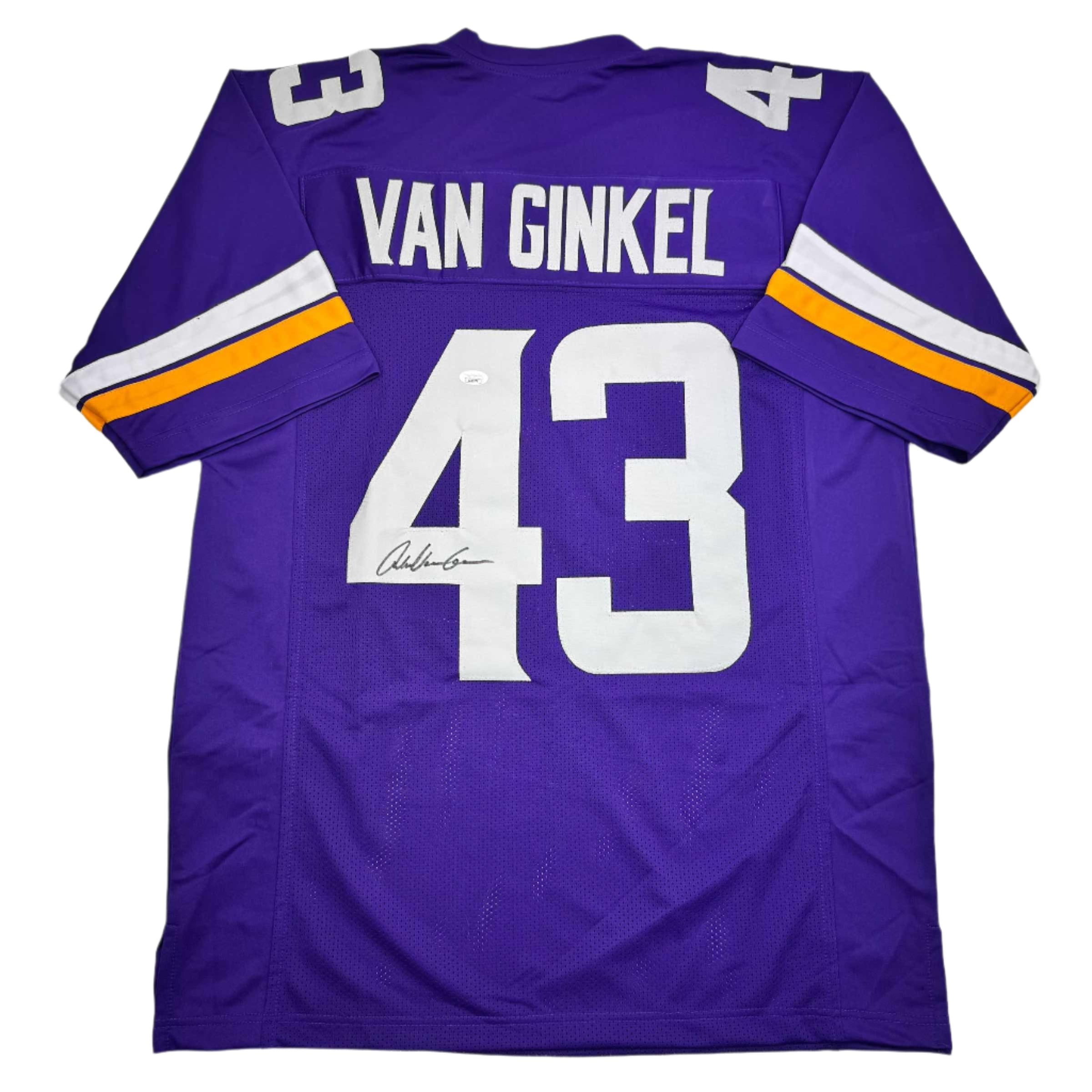 autographed-signed-andrew-van-ginkel-minnesota-purple-football-jersey-jsa-coa