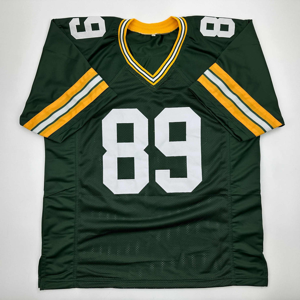autographed-signed-dave-robinson-hof-13-green-bay-green-football-jersey-beckett-bas-coa