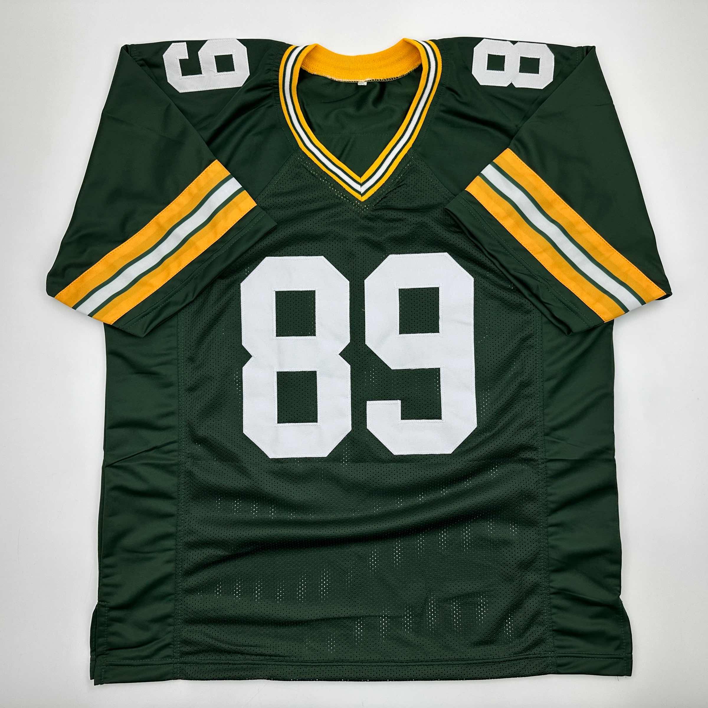 autographed-signed-dave-robinson-hof-13-green-bay-green-football-jersey-beckett-bas-coa