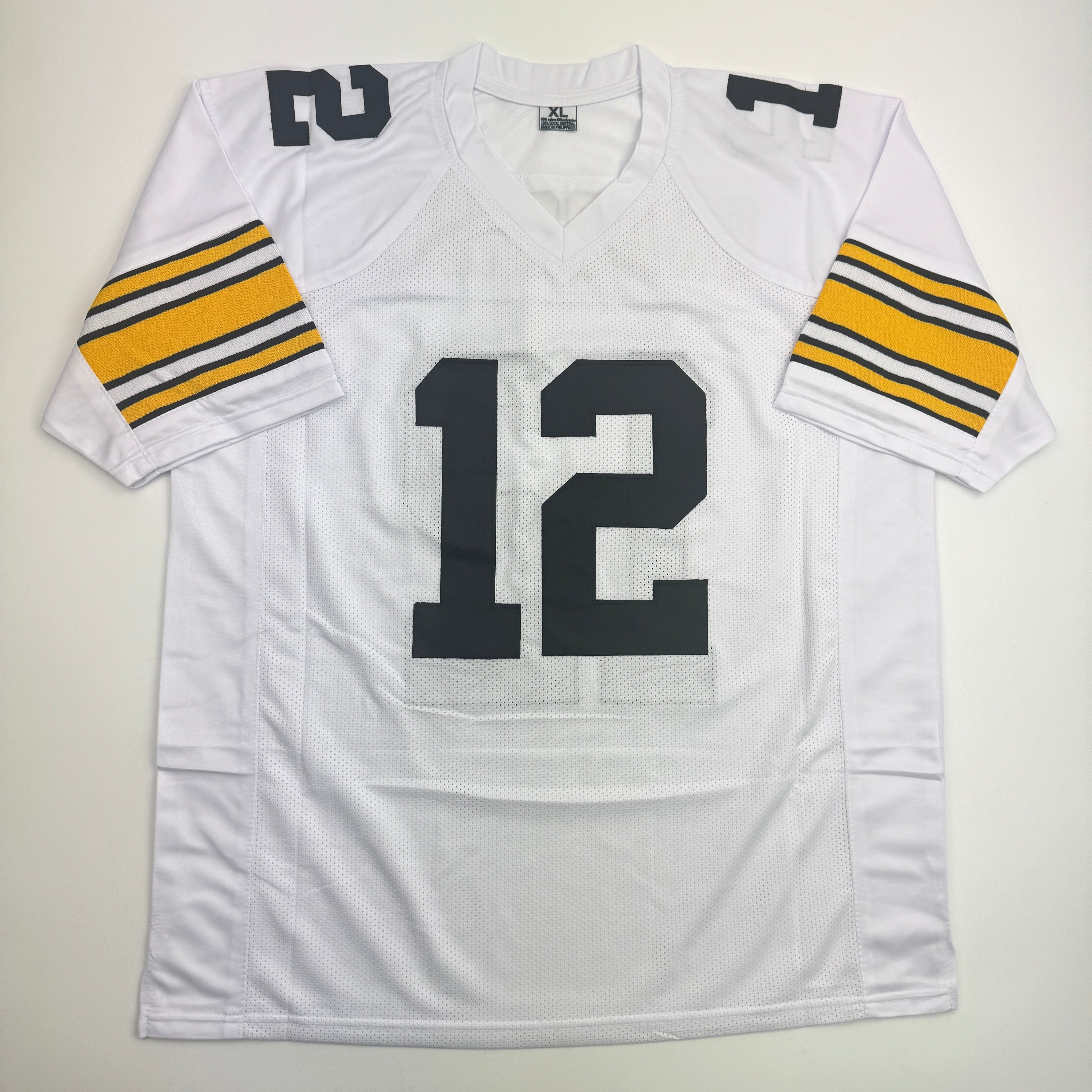 autographed-signed-terry-bradshaw-pittsburgh-white-football-jersey-beckett-bas-coa