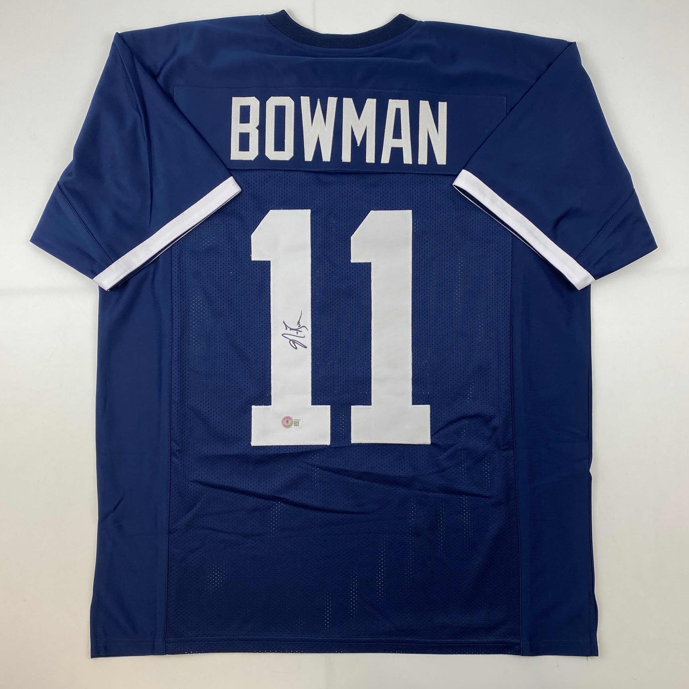 autographed-signed-navorro-bowman-penn-state-blue-college-football-jersey-beckett-bas-coa