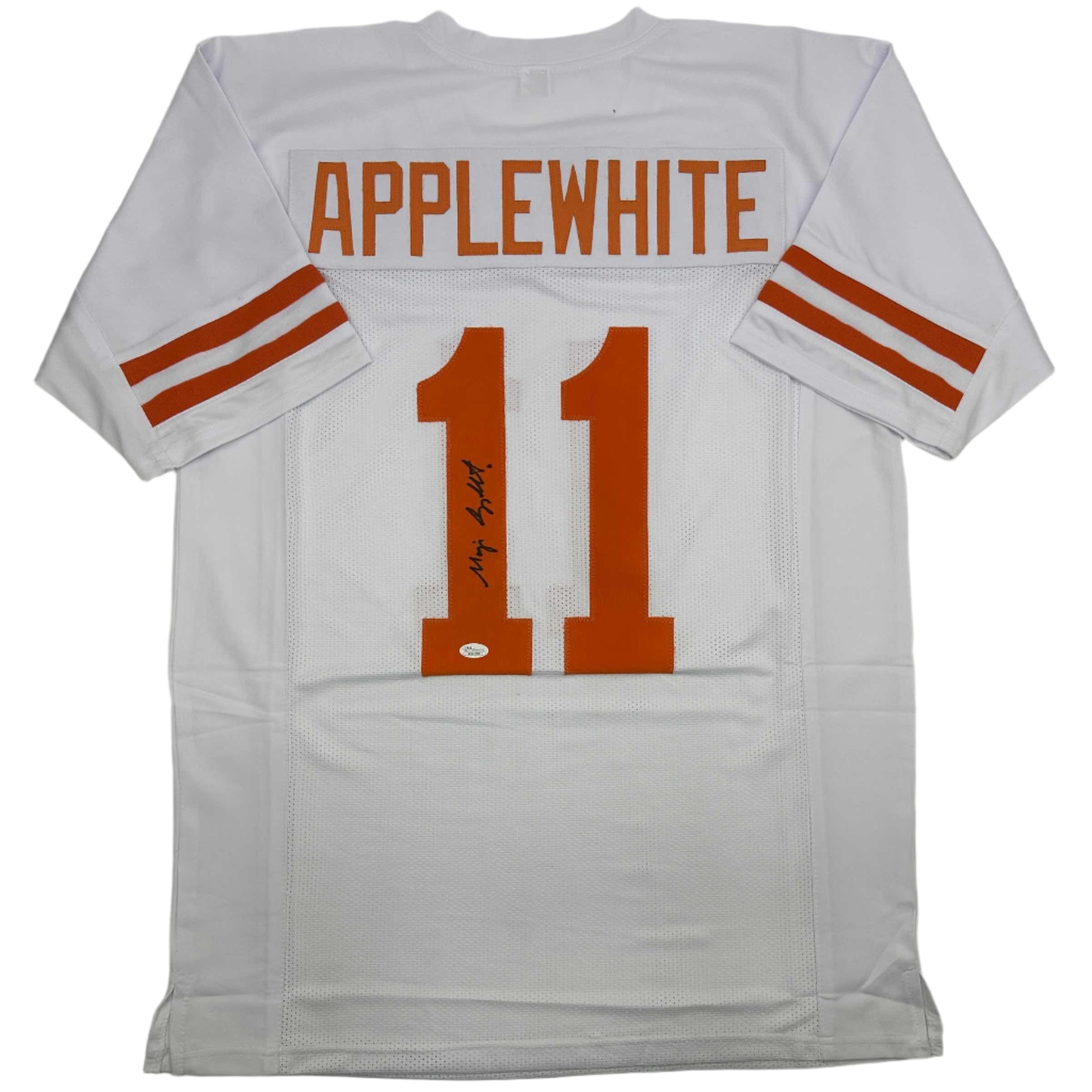 autographed-signed-major-applewhite-texas-white-college-football-jersey-jsa-coa