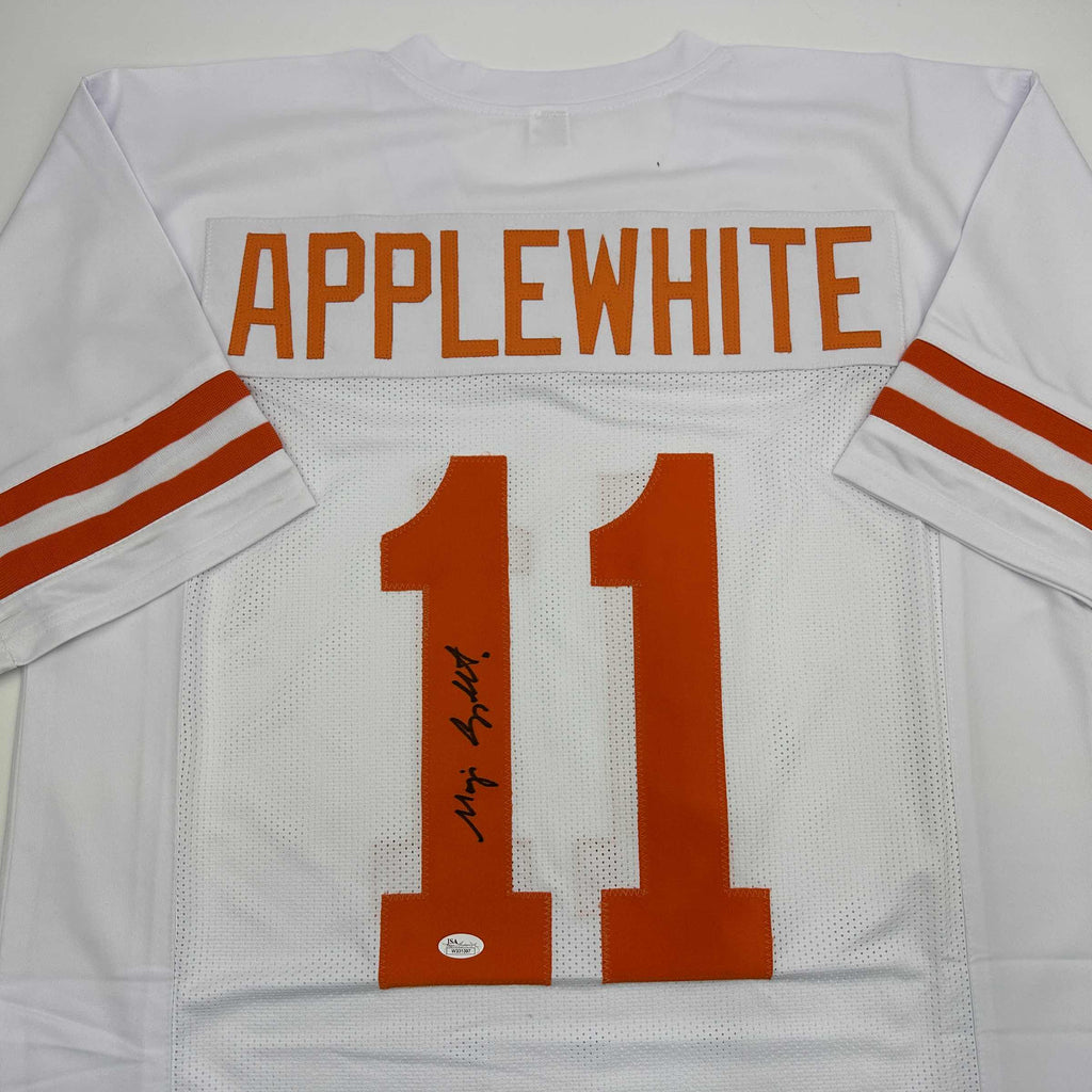 autographed-signed-major-applewhite-texas-white-college-football-jersey-jsa-coa