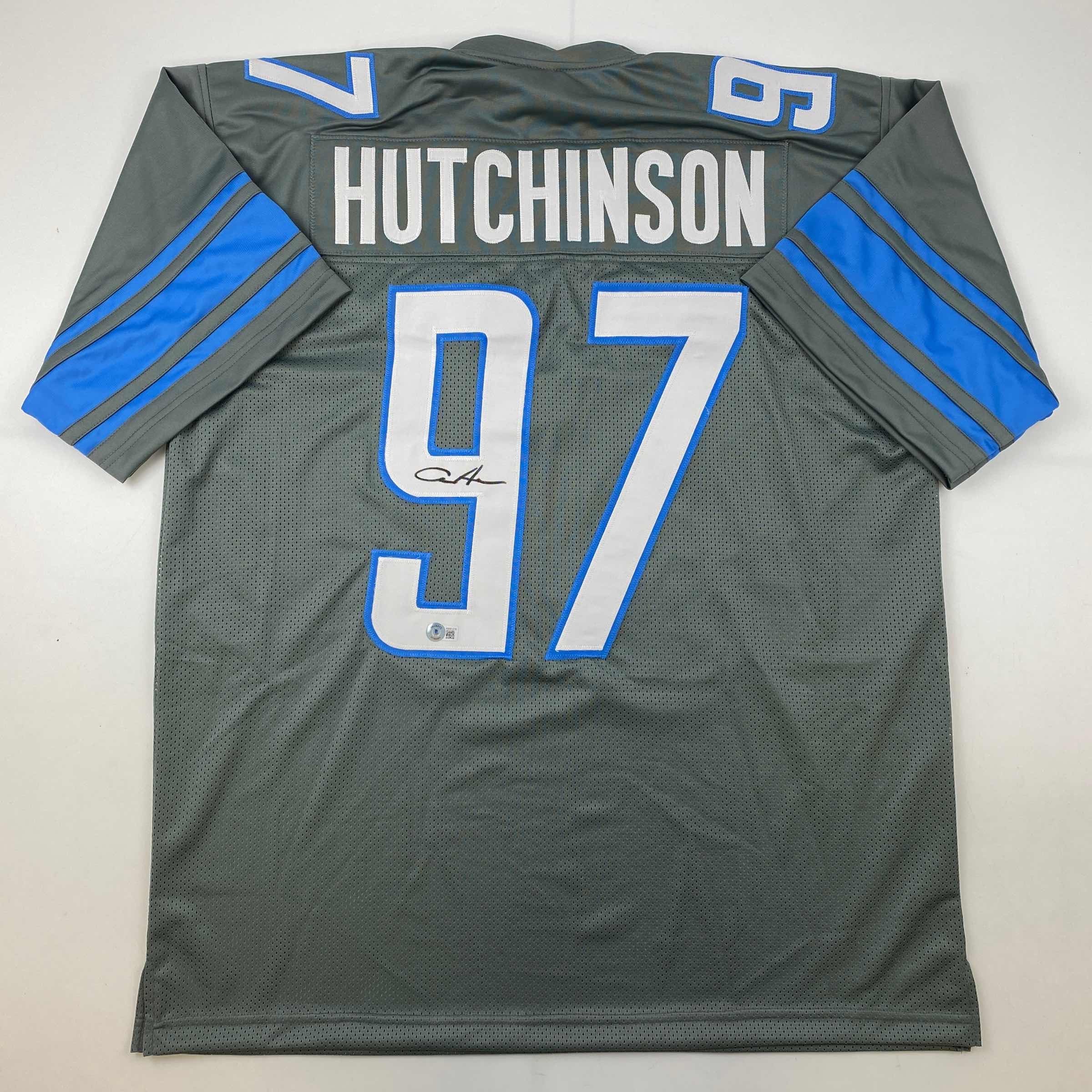 autographed-signed-aidan-hutchinson-detroit-grey-football-jersey-beckett-bas-coa