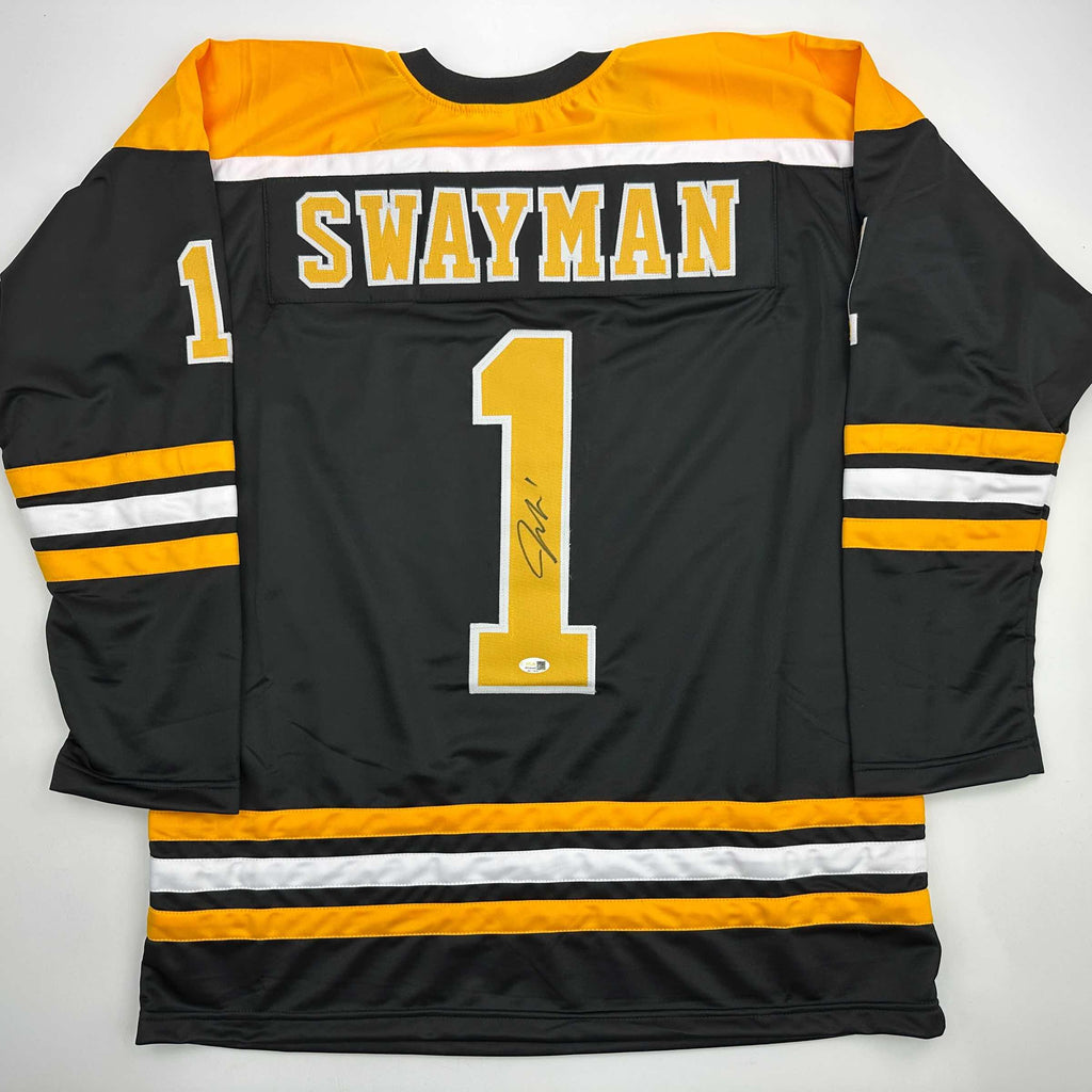 autographed-signed-jeremy-swayman-boston-black-hockey-jersey-jsa-coa