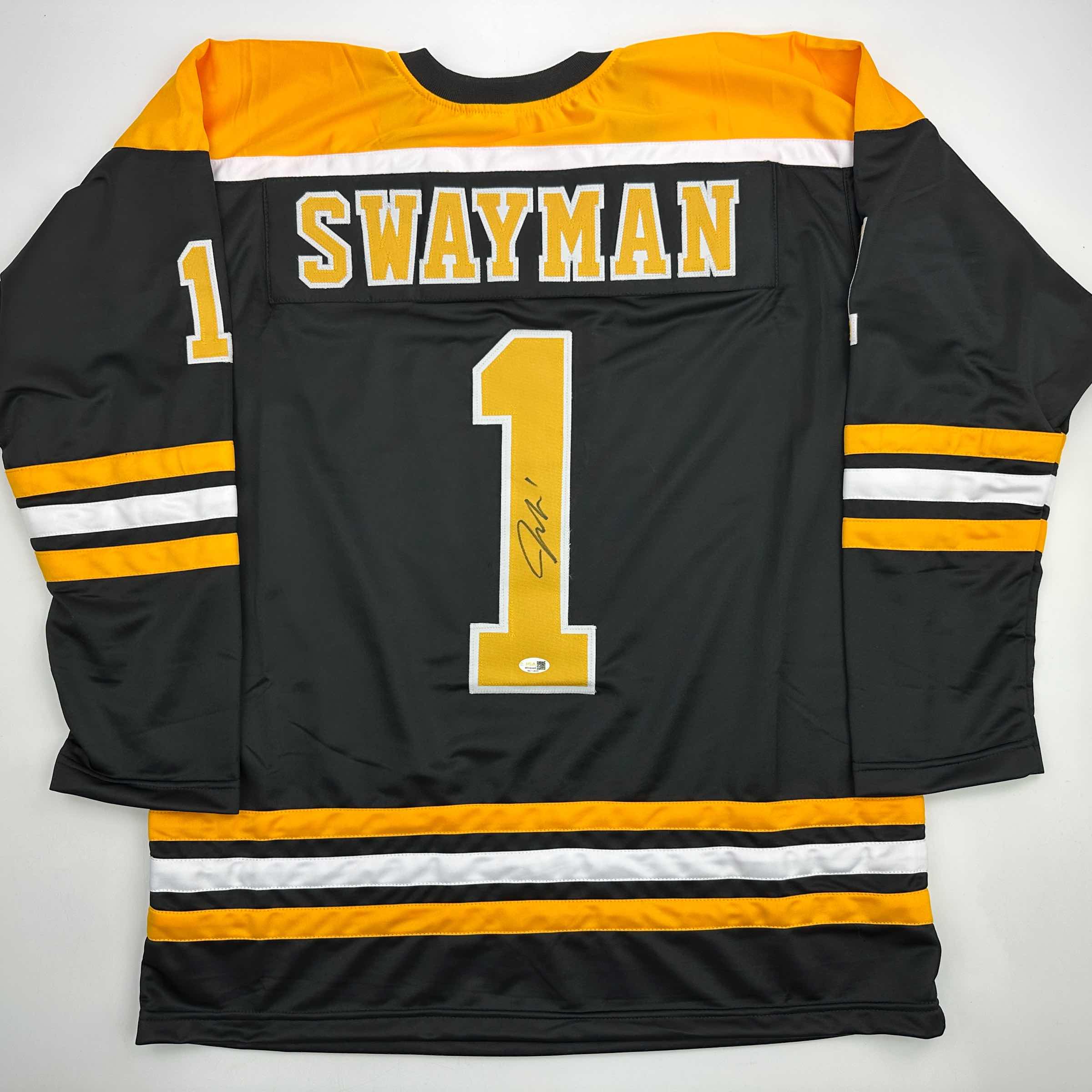 autographed-signed-jeremy-swayman-boston-black-hockey-jersey-jsa-coa