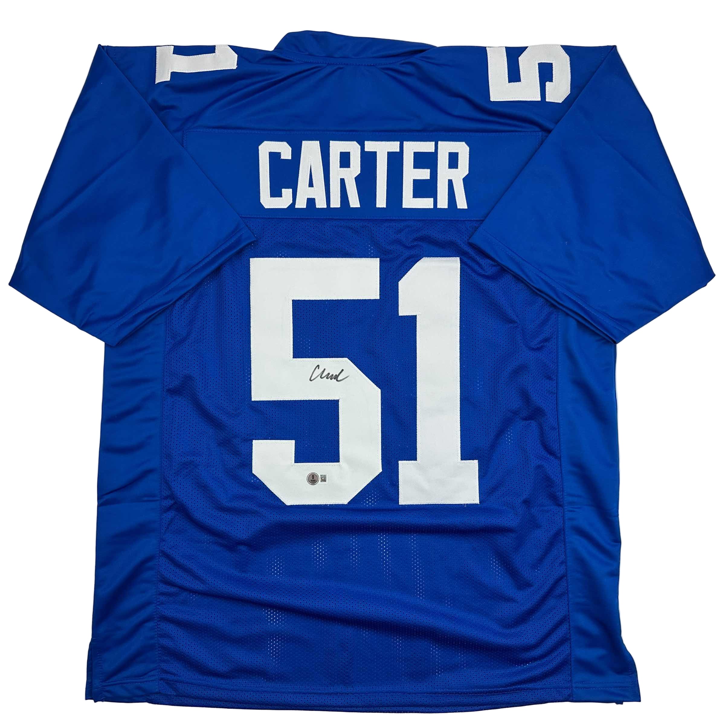autographed-signed-abdul-carter-new-york-blue-football-jersey-beckett-bas-coa