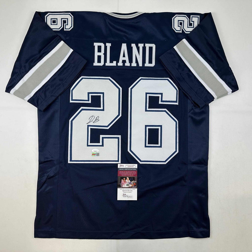 autographed-signed-daron-bland-dallas-blue-football-jersey-jsa-coa