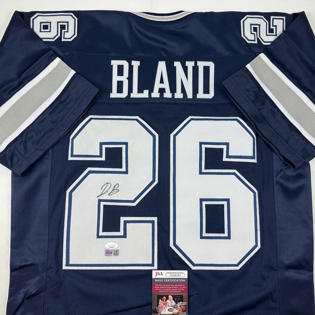 autographed-signed-daron-bland-dallas-blue-football-jersey-jsa-coa