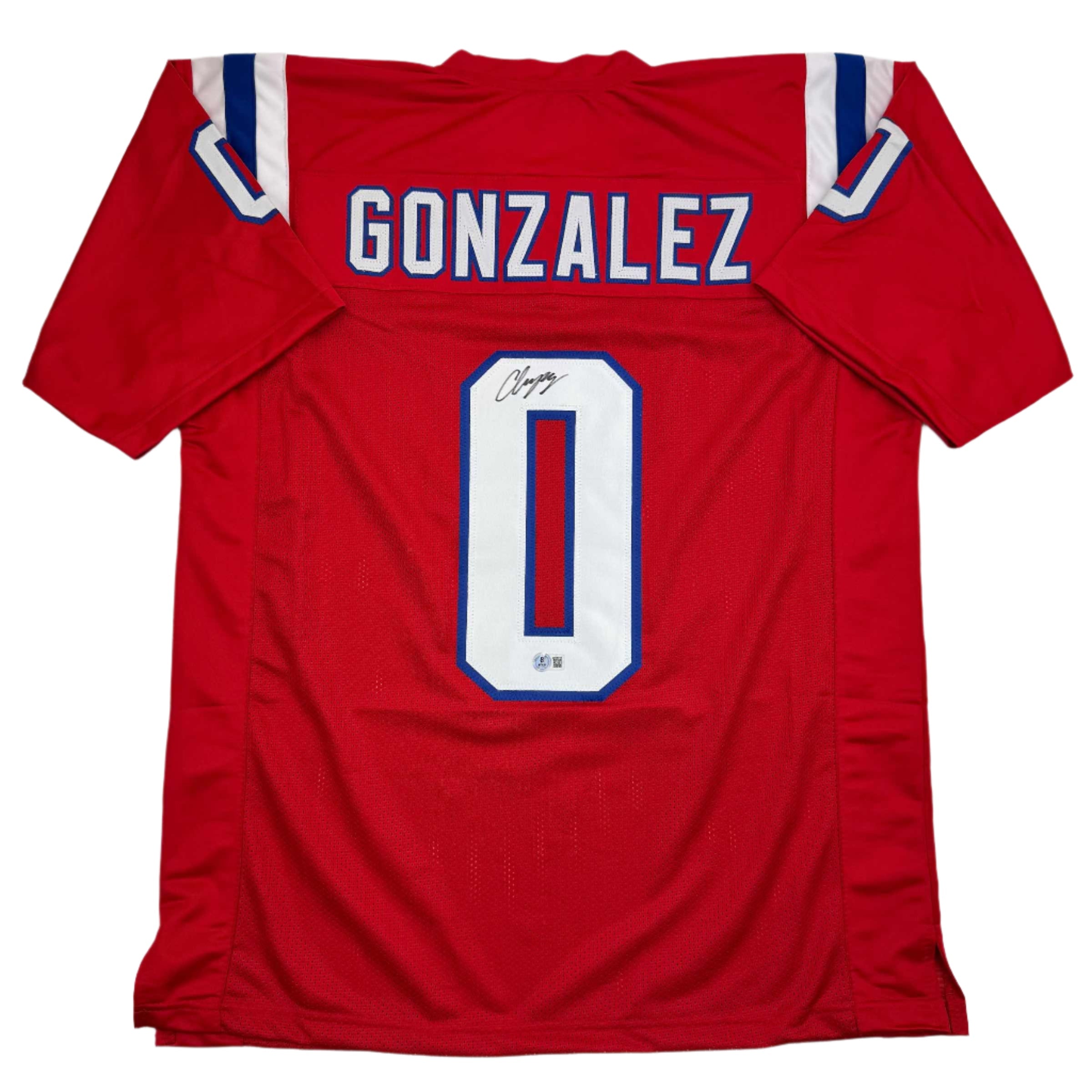 autographed-signed-christian-gonzalez-new-england-red-football-jersey-beckett-bas-coa