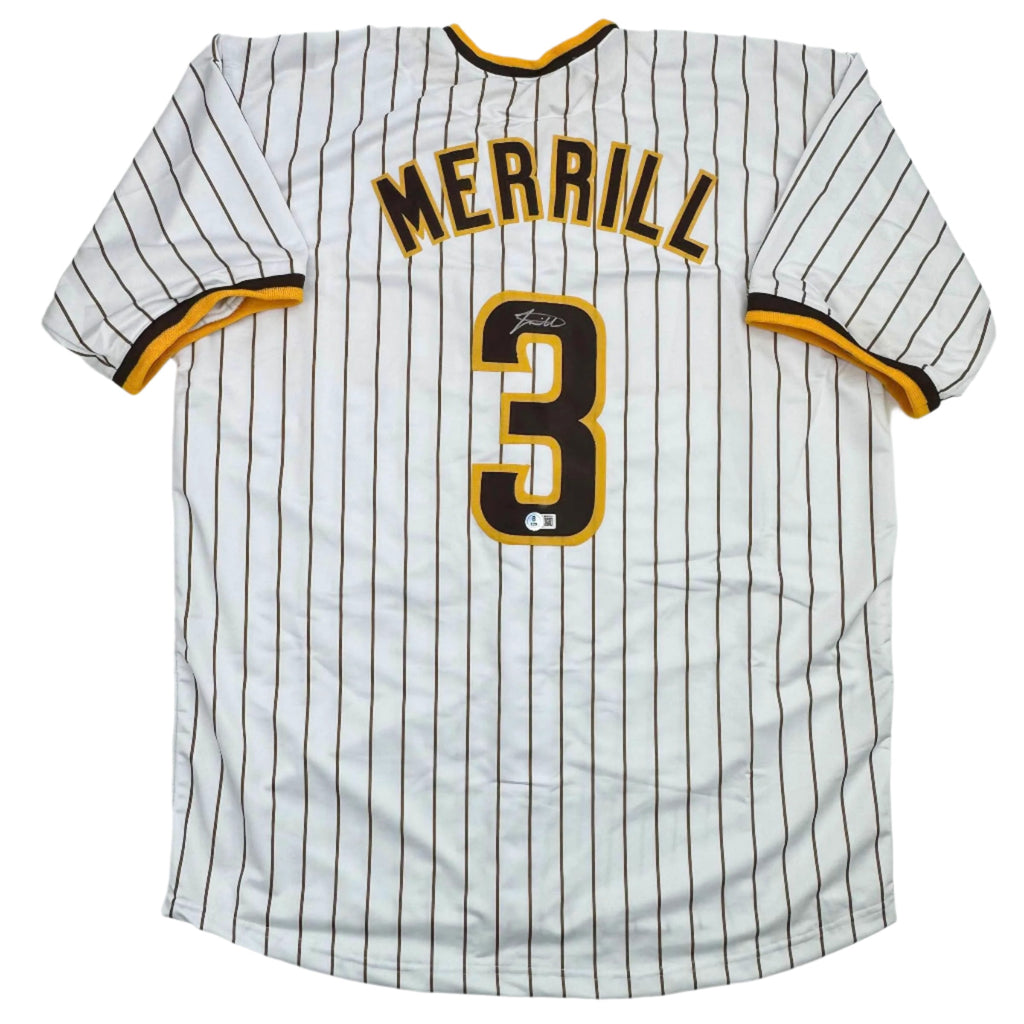 autographed-signed-jackson-merrill-san-diego-pinstripe-baseball-jersey-beckett-bas-coa