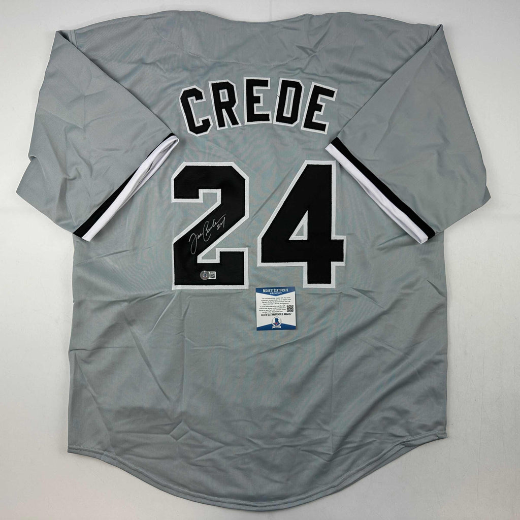 autographed-signed-joe-crede-chicago-grey-baseball-jersey-beckett-bas-coa