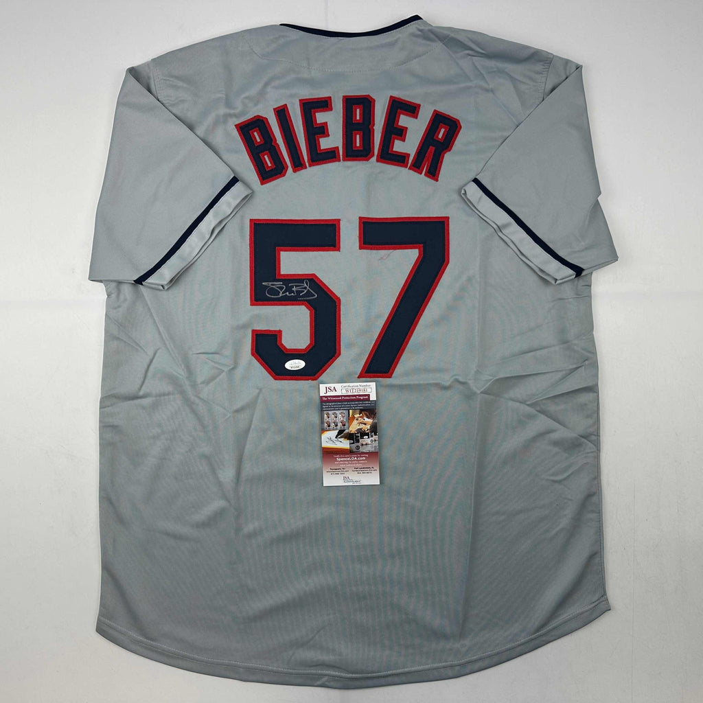 autographed-signed-shane-bieber-cleveland-grey-baseball-jersey-jsa-coa