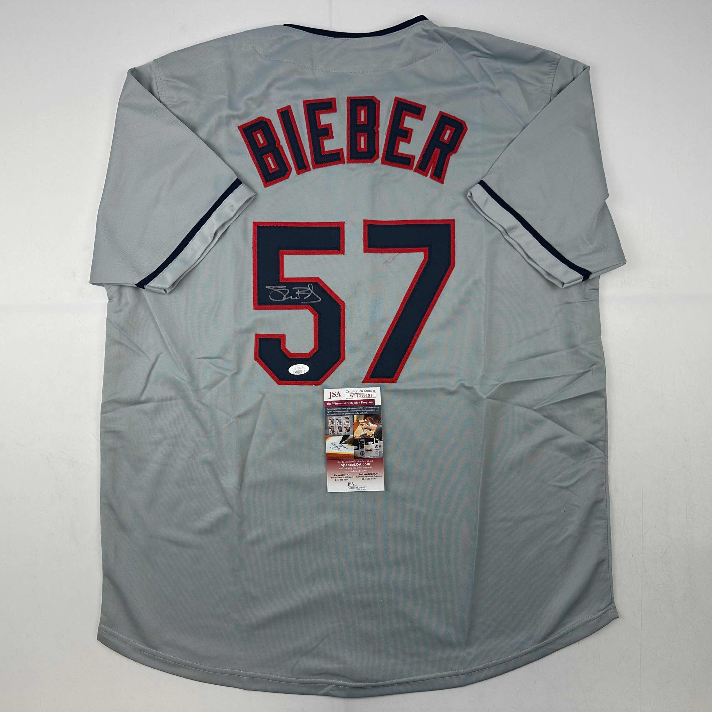 autographed-signed-shane-bieber-cleveland-grey-baseball-jersey-jsa-coa