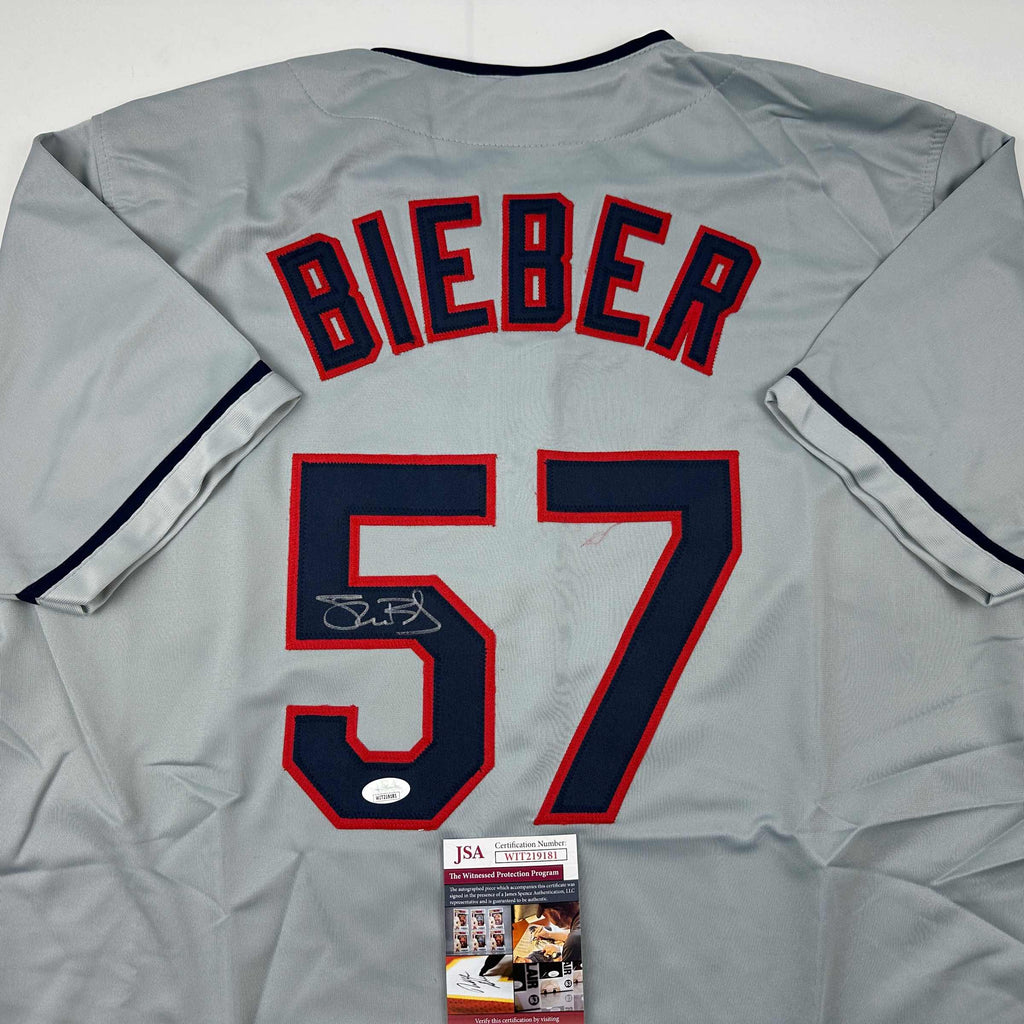 autographed-signed-shane-bieber-cleveland-grey-baseball-jersey-jsa-coa