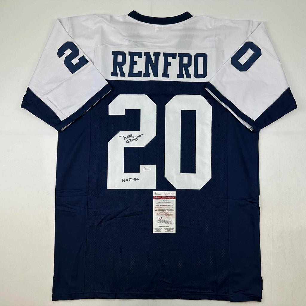autographed-signed-mel-renfro-hof-96-dallas-thanksgiving-day-football-jersey-jsa-coa