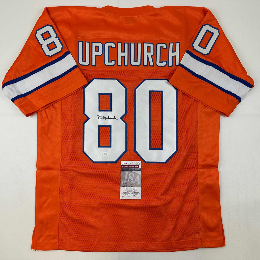autographed-signed-rick-upchurch-denver-orange-football-jersey-jsa-coa
