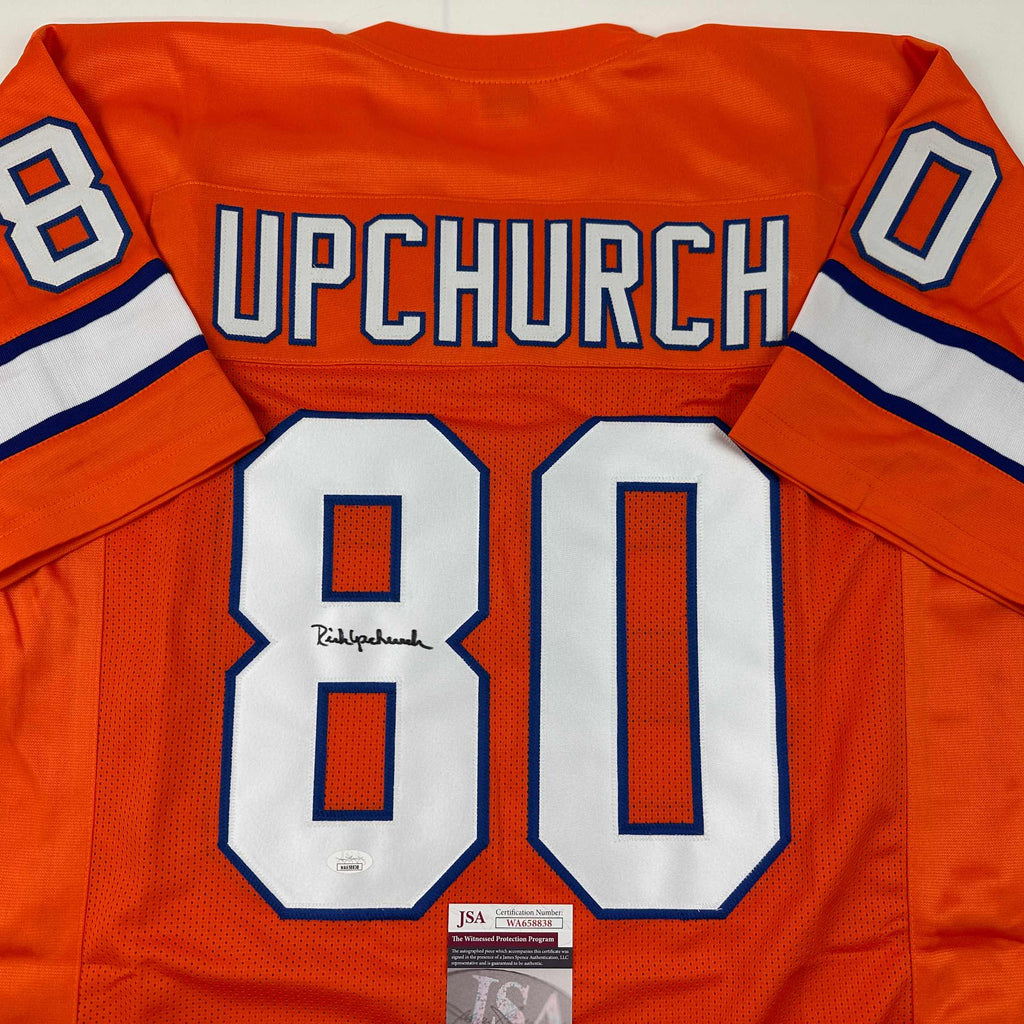autographed-signed-rick-upchurch-denver-orange-football-jersey-jsa-coa