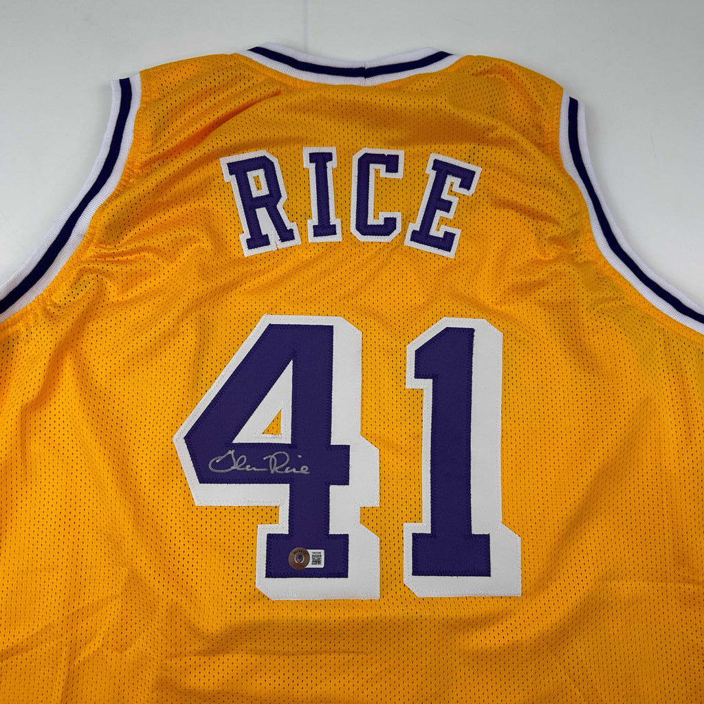 autographed-signed-glen-rice-los-angeles-la-yellow-basketball-jersey-beckett-bas-coa