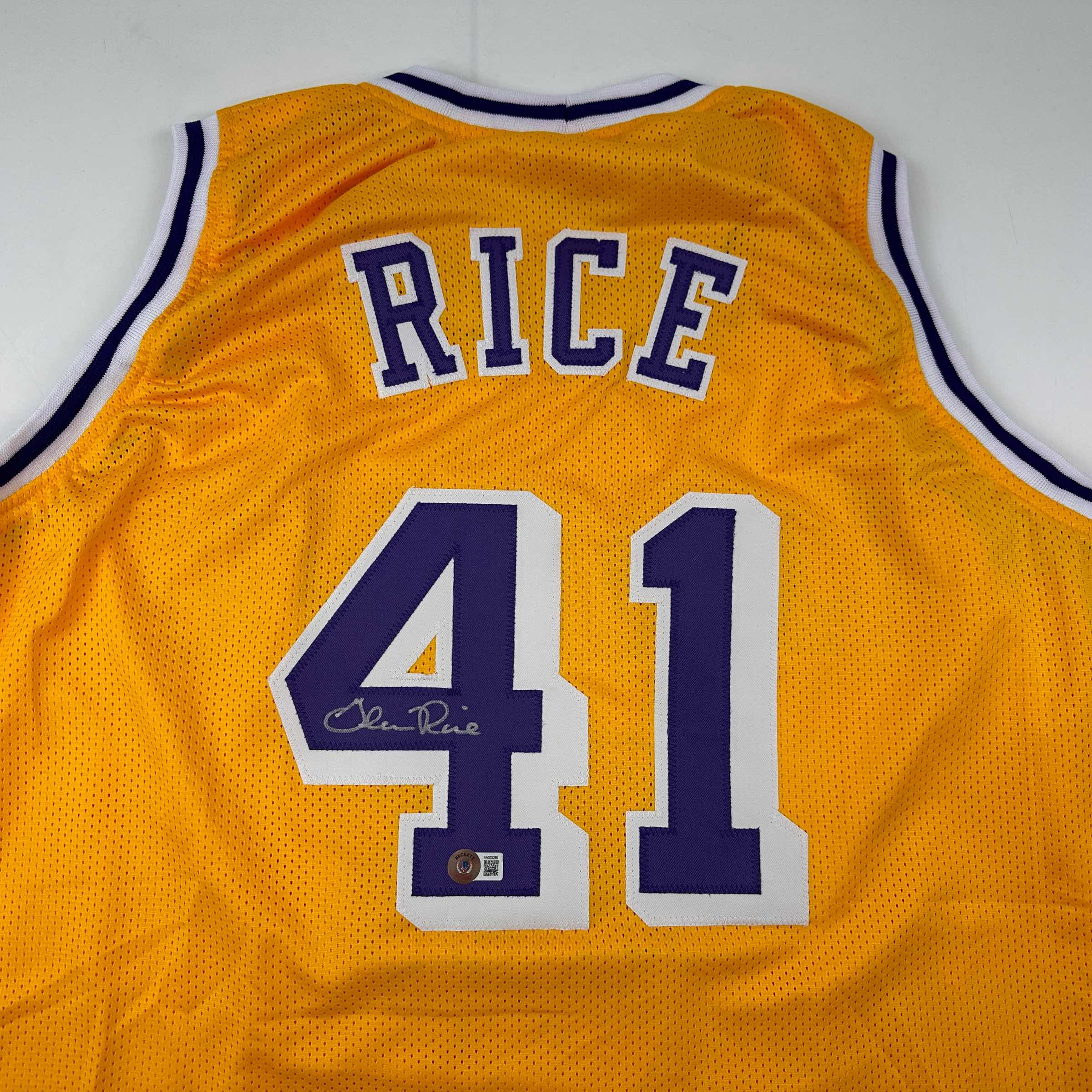 autographed-signed-glen-rice-los-angeles-la-yellow-basketball-jersey-beckett-bas-coa