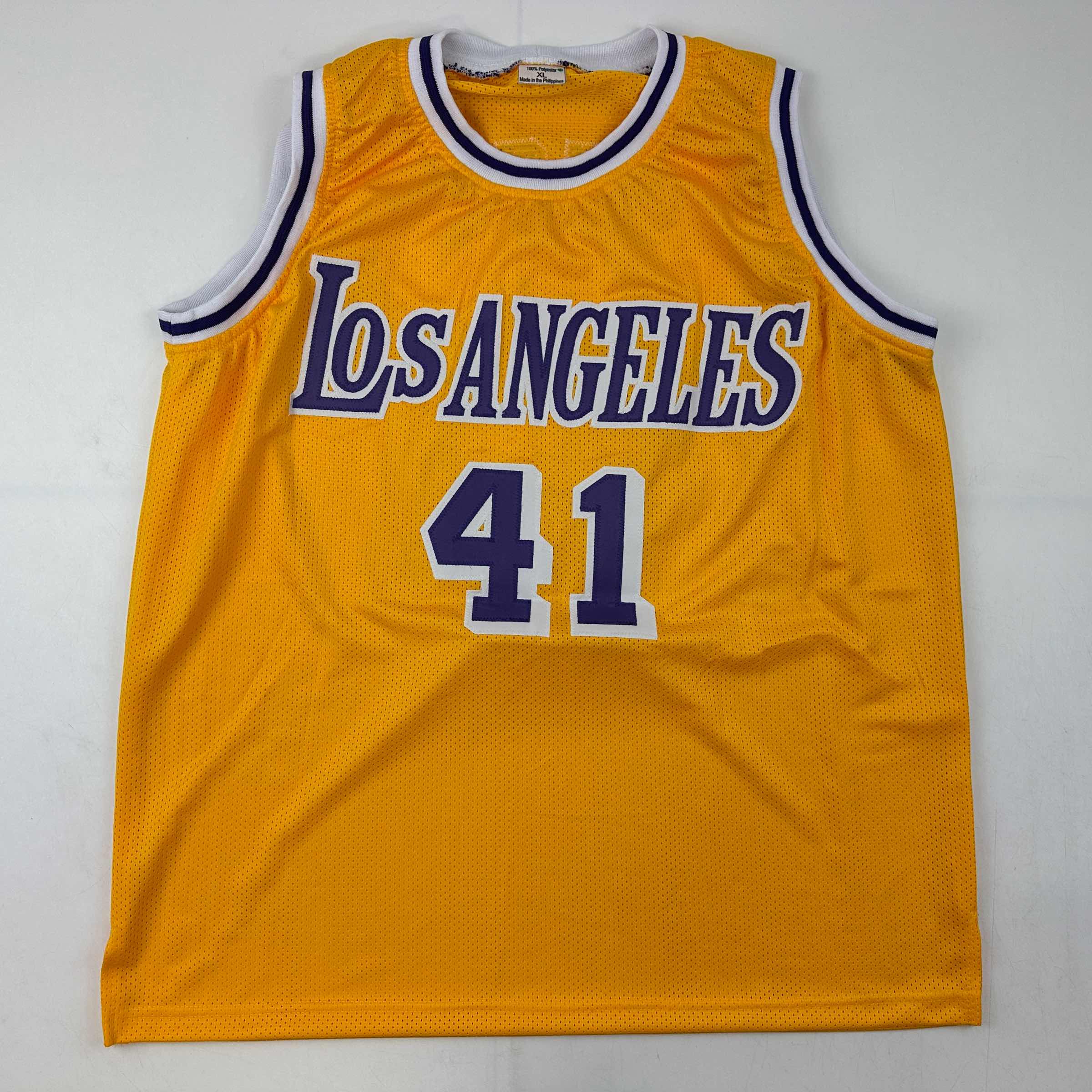 autographed-signed-glen-rice-los-angeles-la-yellow-basketball-jersey-beckett-bas-coa