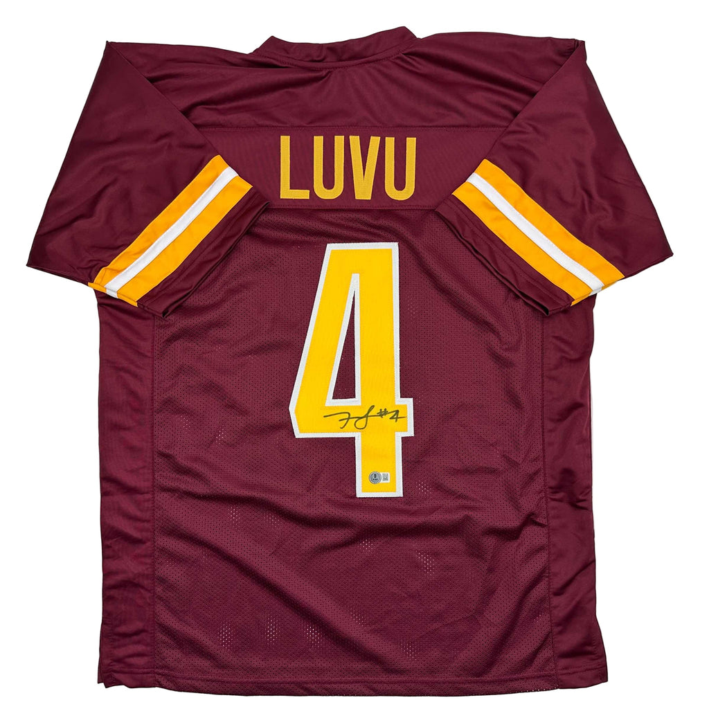 autographed-signed-frankie-luvu-washington-burgundy-football-jersey-beckett-bas-coa