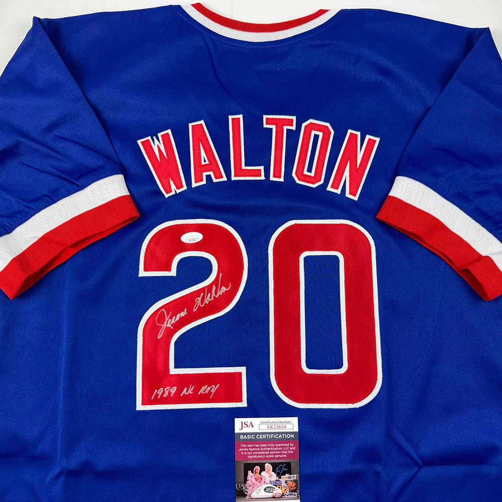 autographed-signed-jerome-walton-1989-nl-roy-chicago-blue-baseball-jersey-jsa-coa