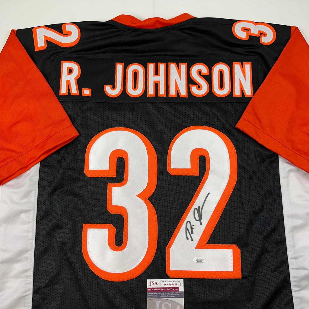 autographed-signed-rudi-johnson-cincinnati-black-football-jersey-jsa-coa