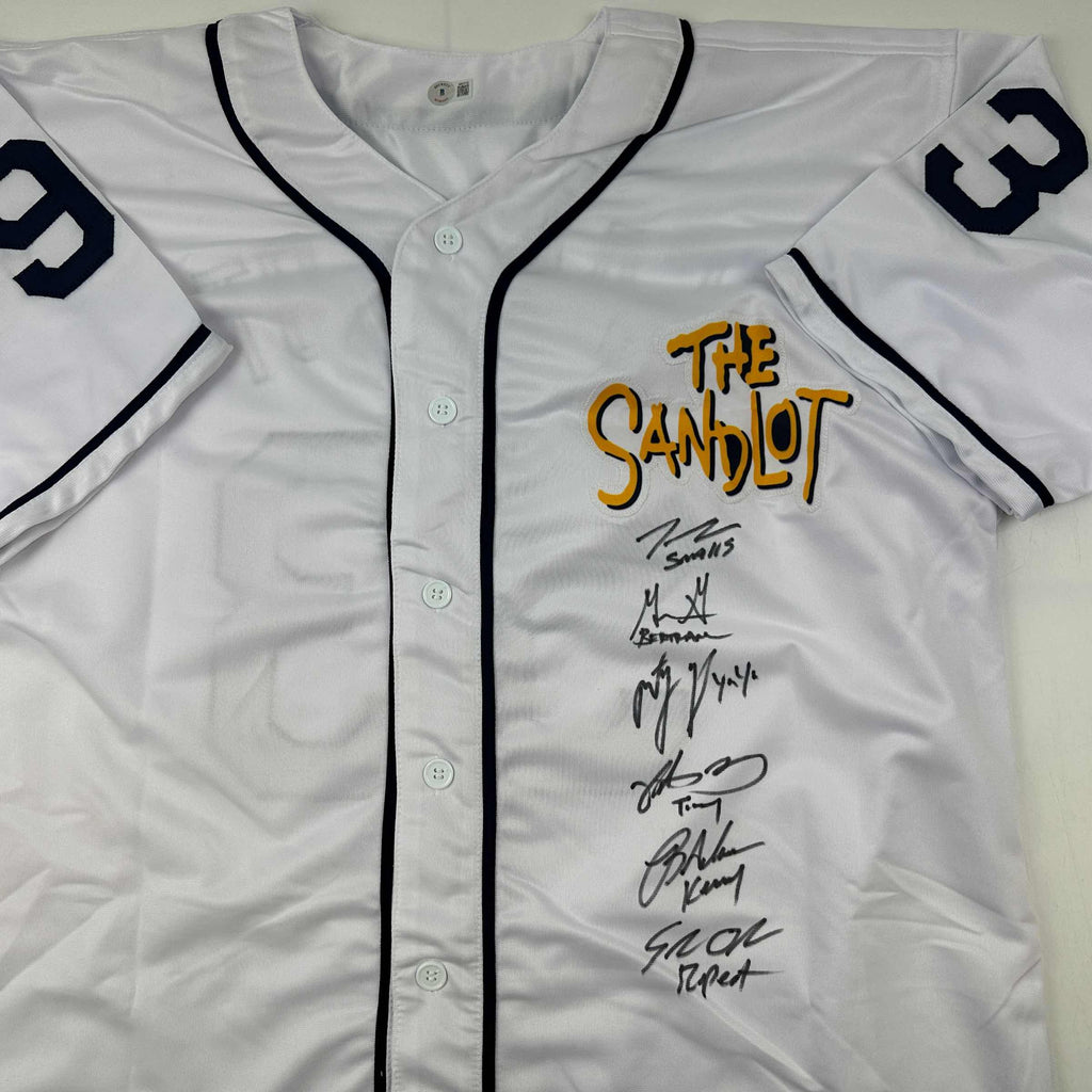autographed-signed-the-sandlot-movie-6x-cast-member-sigs-white-baseball-jersey-beckett-bas-coa
