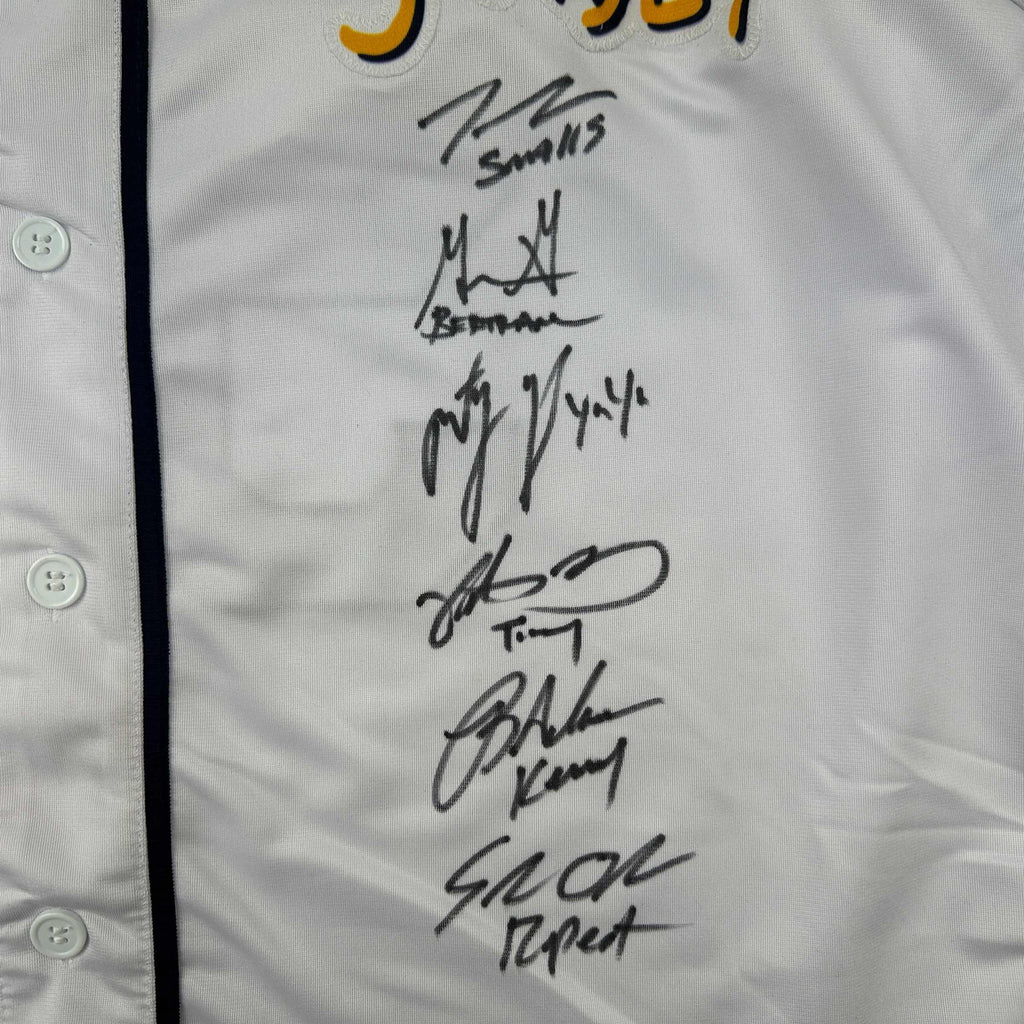 autographed-signed-the-sandlot-movie-6x-cast-member-sigs-white-baseball-jersey-beckett-bas-coa