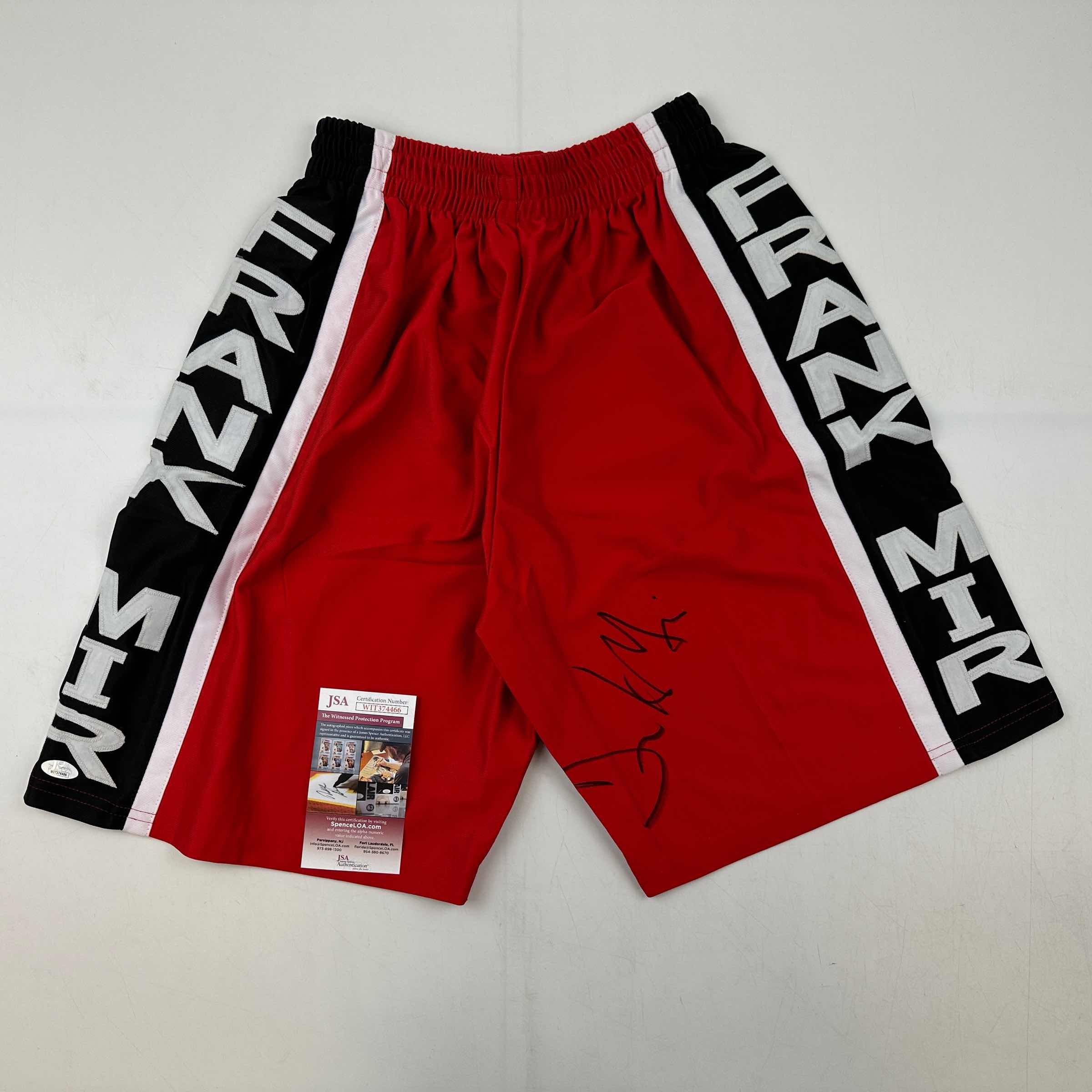autographed-signed-frank-mir-red-ufc-mma-trunks-shorts-jsa-coa-auto