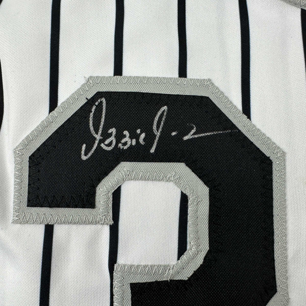 autographed-signed-ozzie-guillen-chicago-pinstripe-baseball-jersey-jsa-coa