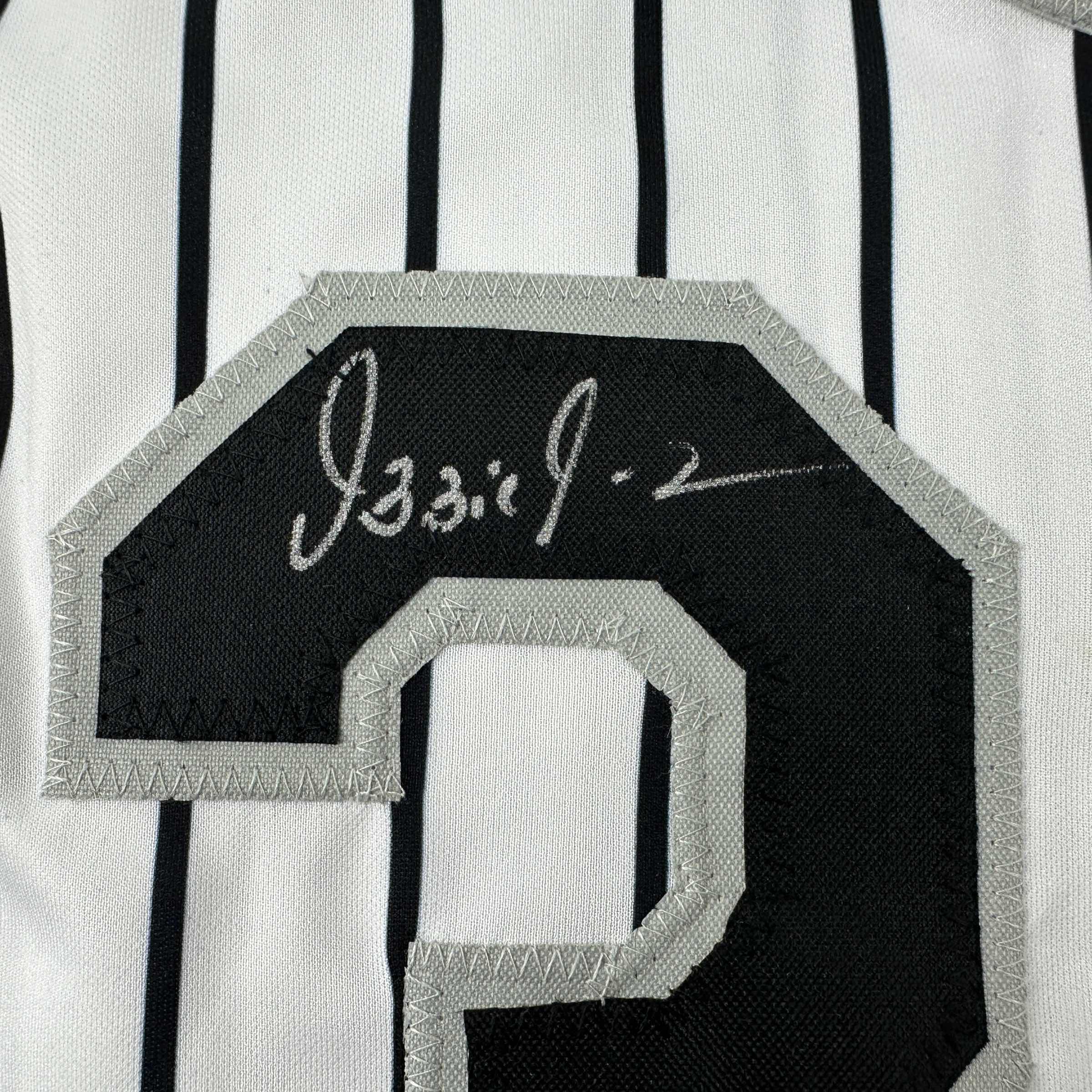 autographed-signed-ozzie-guillen-chicago-pinstripe-baseball-jersey-jsa-coa