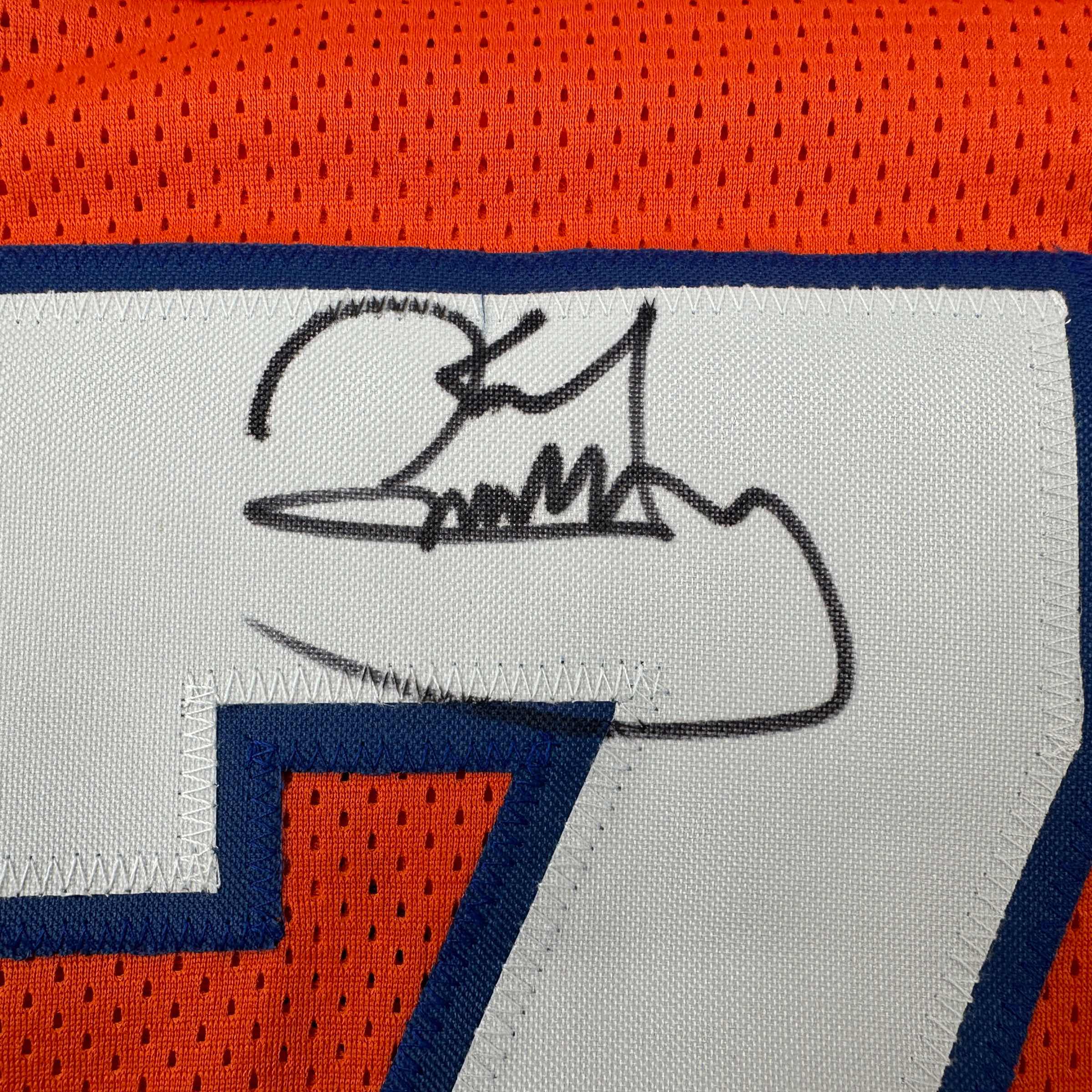 autographed-signed-karl-mecklenburg-denver-orange-football-jersey-jsa-coa