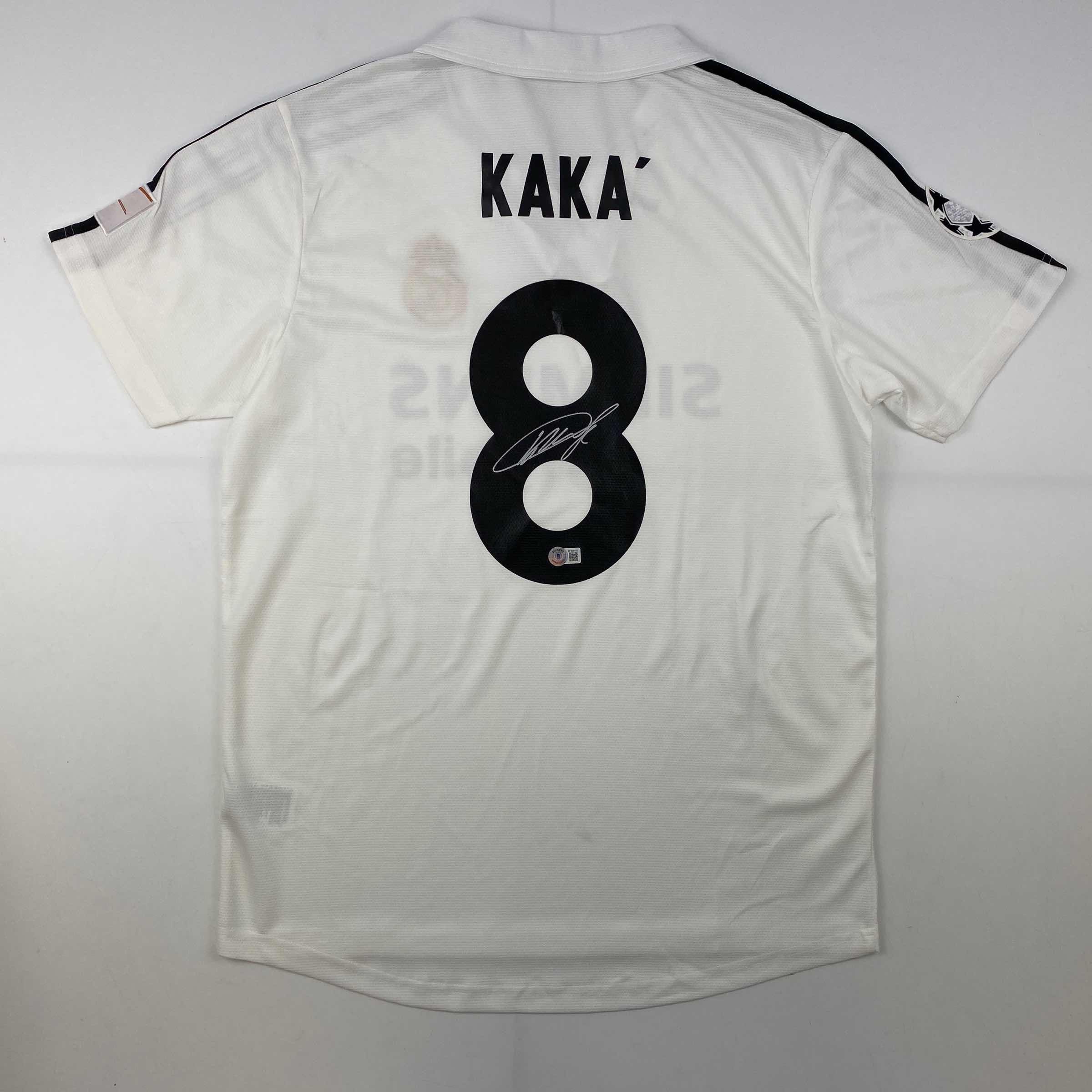 autographed-signed-ricardo-kaka-real-madrid-white-soccer-futbol-jersey-beckett-bas-coa