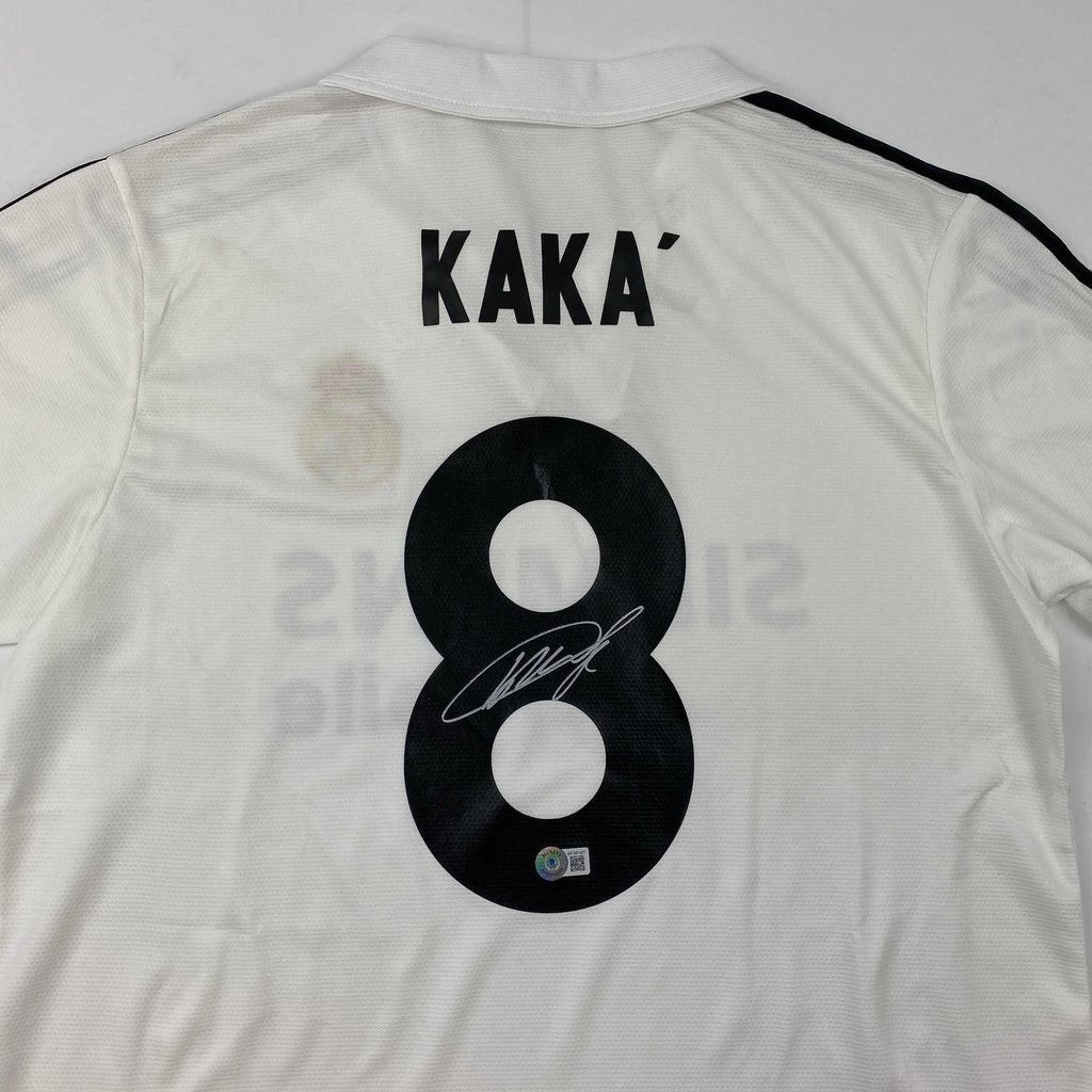autographed-signed-ricardo-kaka-real-madrid-white-soccer-futbol-jersey-beckett-bas-coa