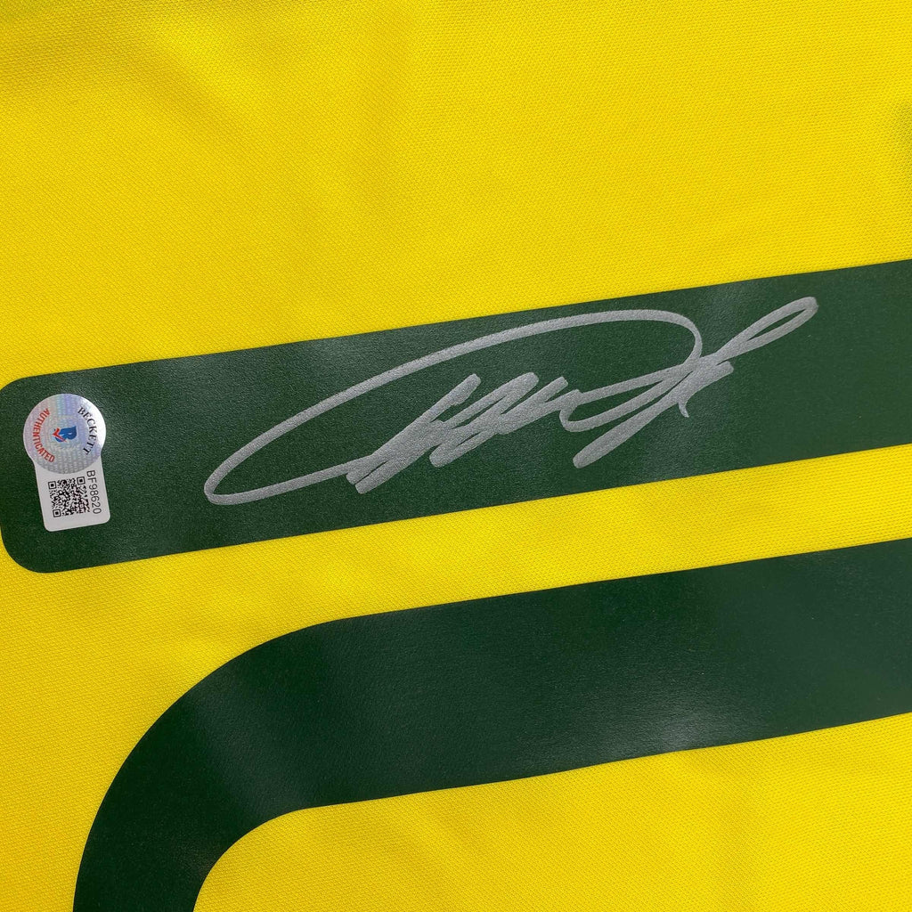 autographed-signed-ricardo-kaka-brazil-yellow-soccer-futbol-jersey-beckett-bas-coa