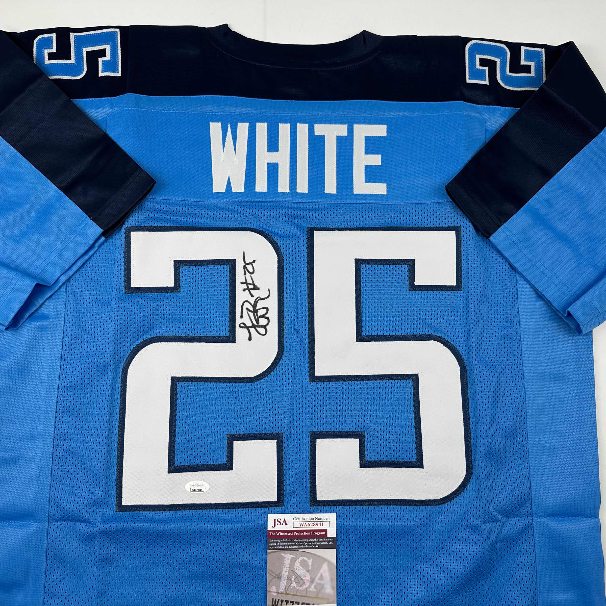 autographed-signed-lendale-white-tennessee-light-blue-football-jersey-jsa-coa