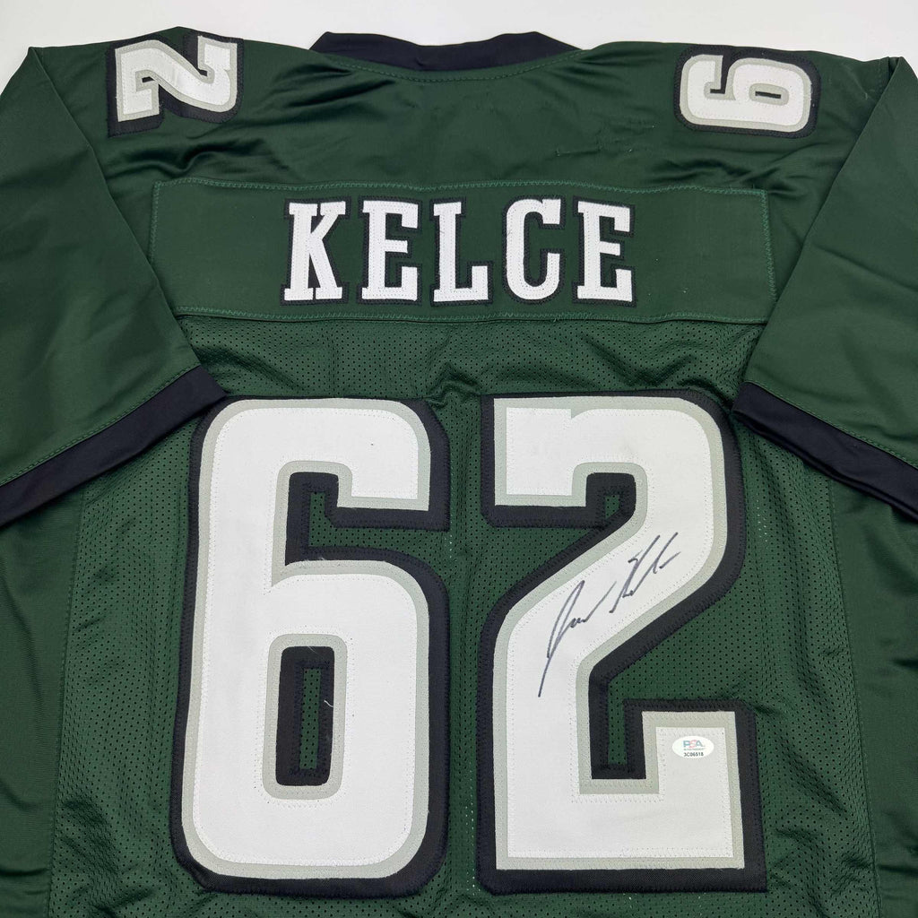 autographed-signed-jason-kelce-philadelphia-green-football-jersey-psa-coa