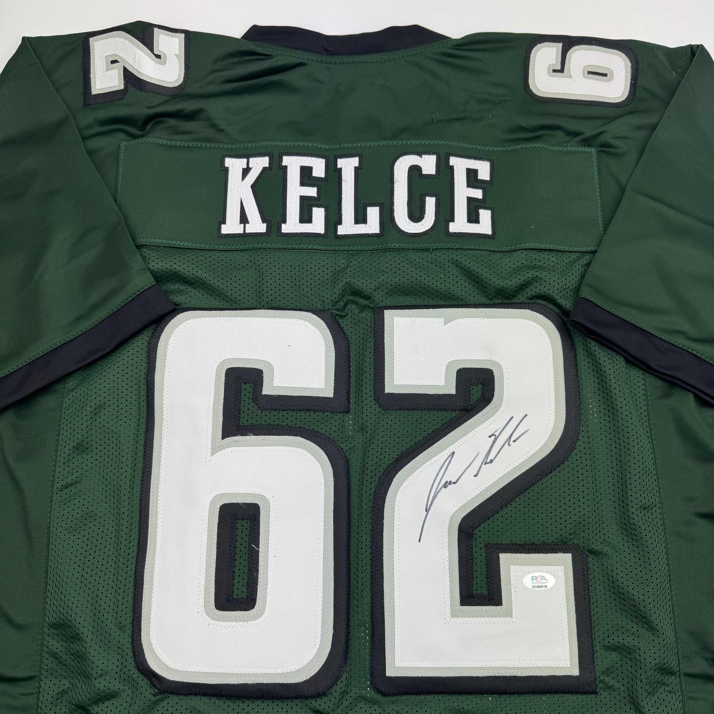 autographed-signed-jason-kelce-philadelphia-green-football-jersey-psa-coa