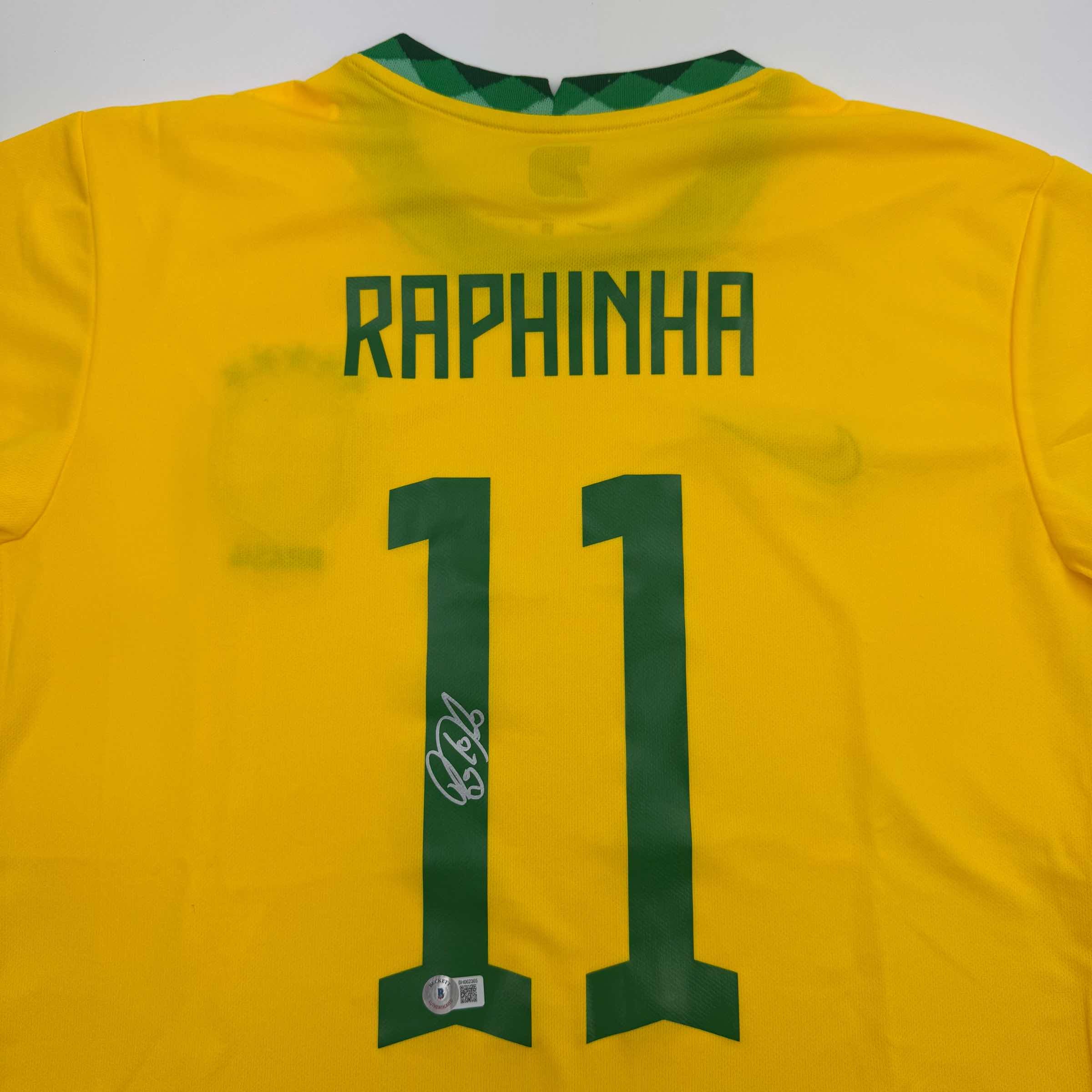 autographed-signed-raphinha-raphael-belloli-brazil-yellow-soccer-jersey-beckett-bas-coa