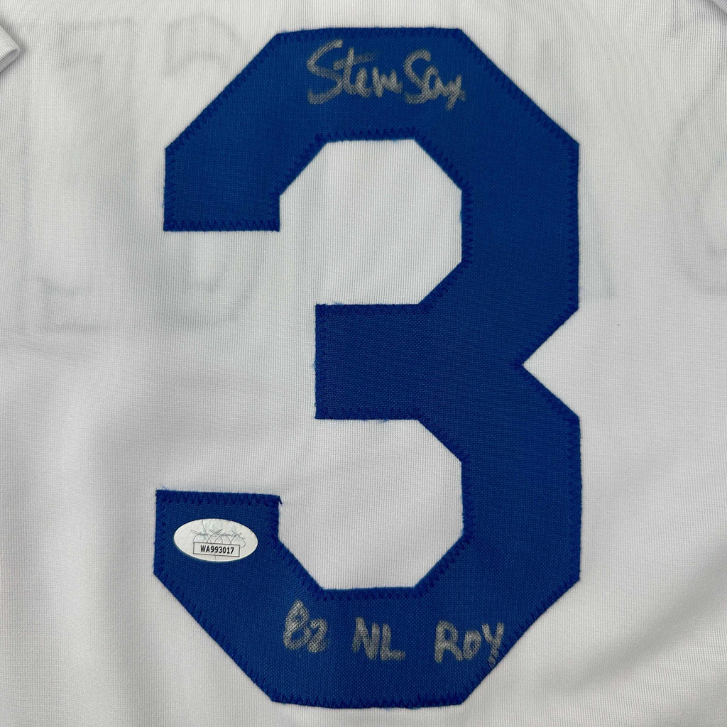 autographed-signed-steve-sax-los-angeles-la-white-baseball-jersey-jsa-coa