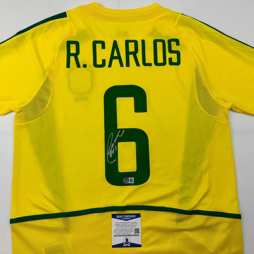 autographed-signed-roberto-carlos-brazil-yellow-soccer-jersey-beckett-bas-coa