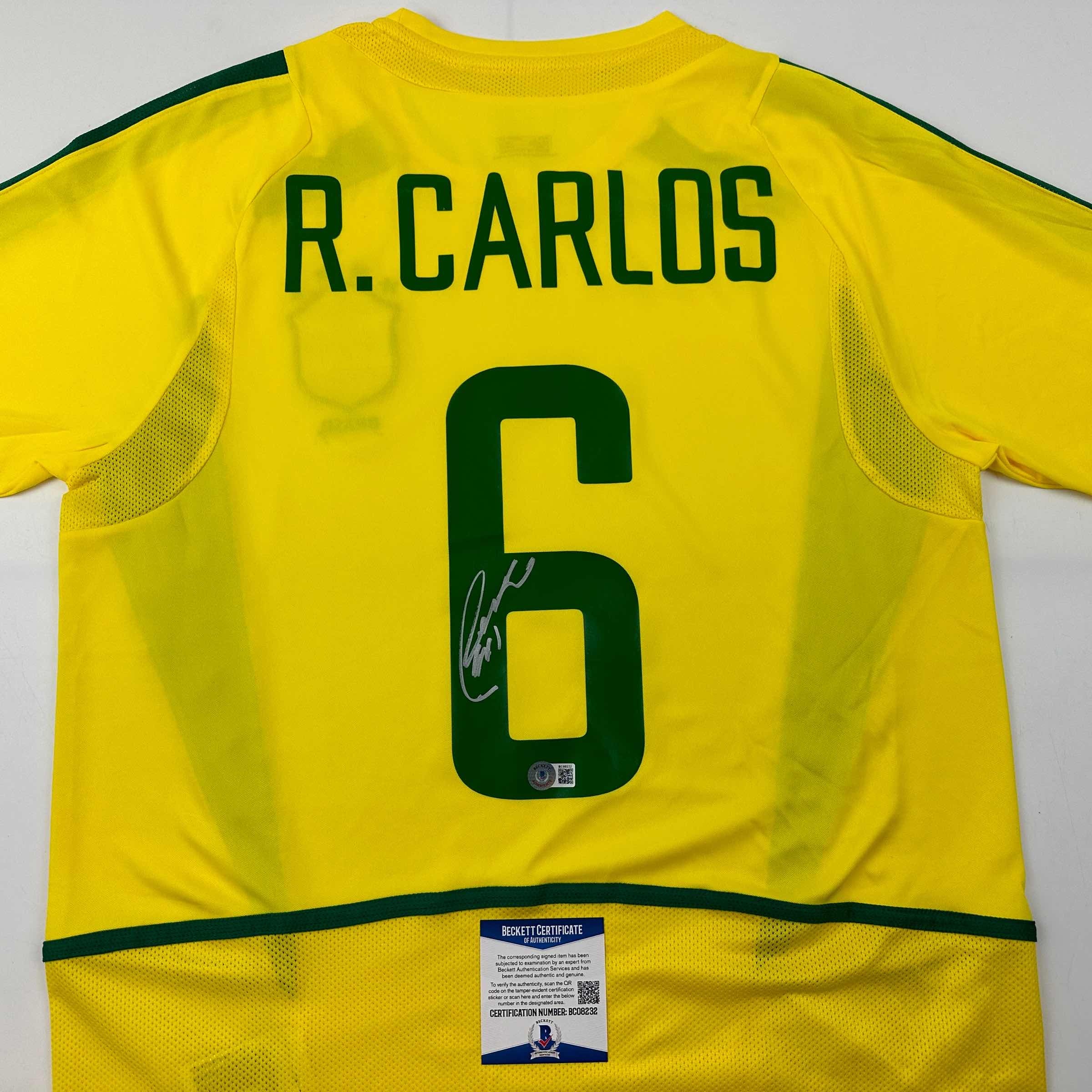autographed-signed-roberto-carlos-brazil-yellow-soccer-jersey-beckett-bas-coa