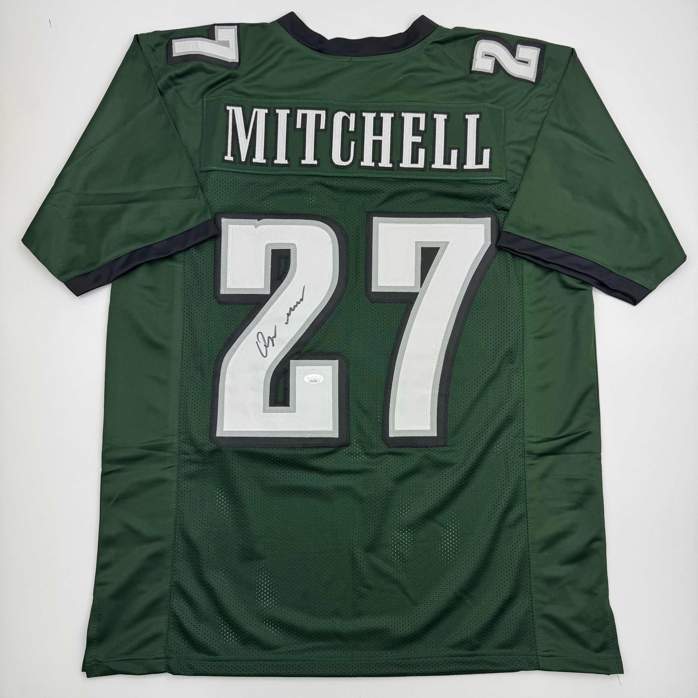autographed-signed-quinyon-mitchell-philadelphia-green-football-jersey-jsa-coa