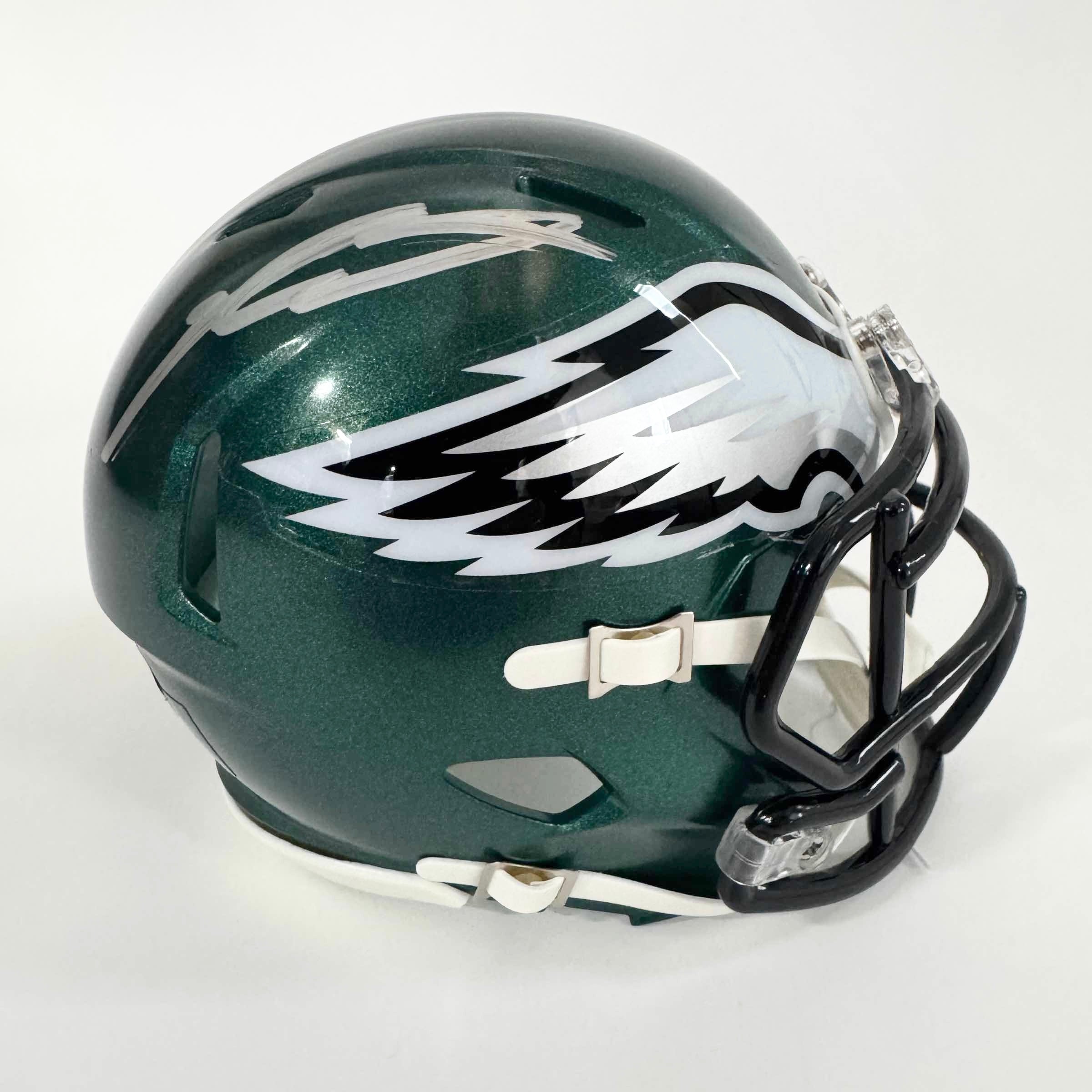 autographed-signed-jalen-carter-philadelphia-eagles-green-mini-football-helmet-beckett-bas-coa