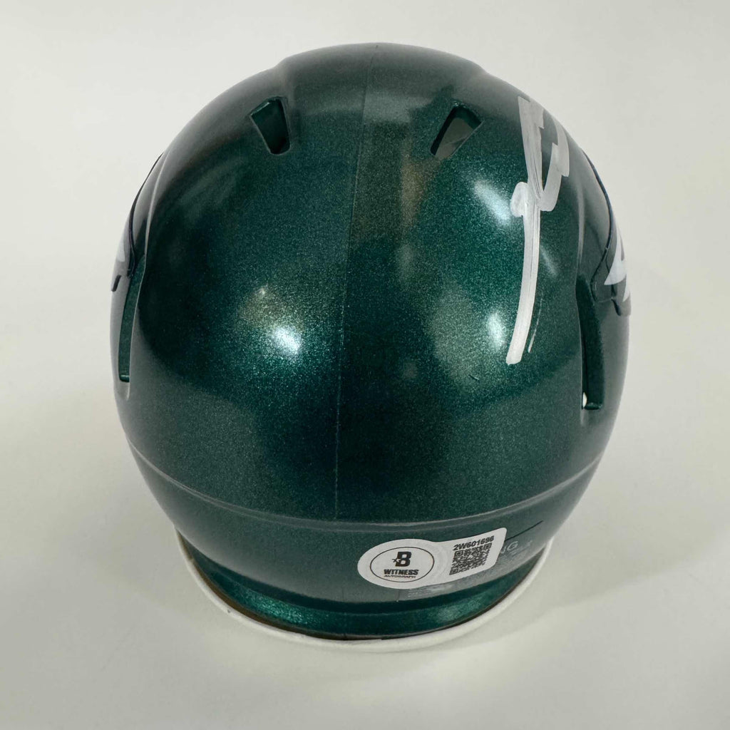 autographed-signed-jalen-carter-philadelphia-eagles-green-mini-football-helmet-beckett-bas-coa