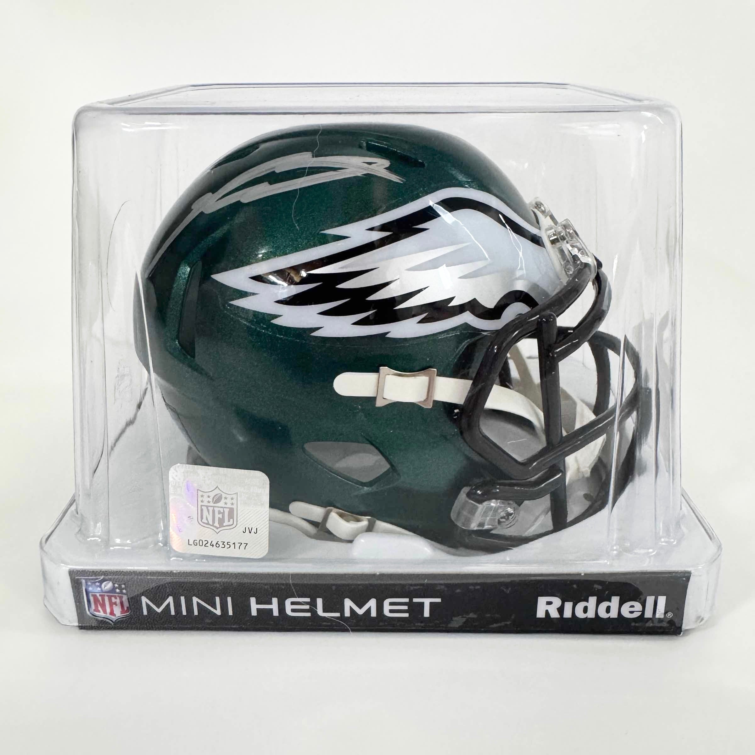 autographed-signed-jalen-carter-philadelphia-eagles-green-mini-football-helmet-beckett-bas-coa