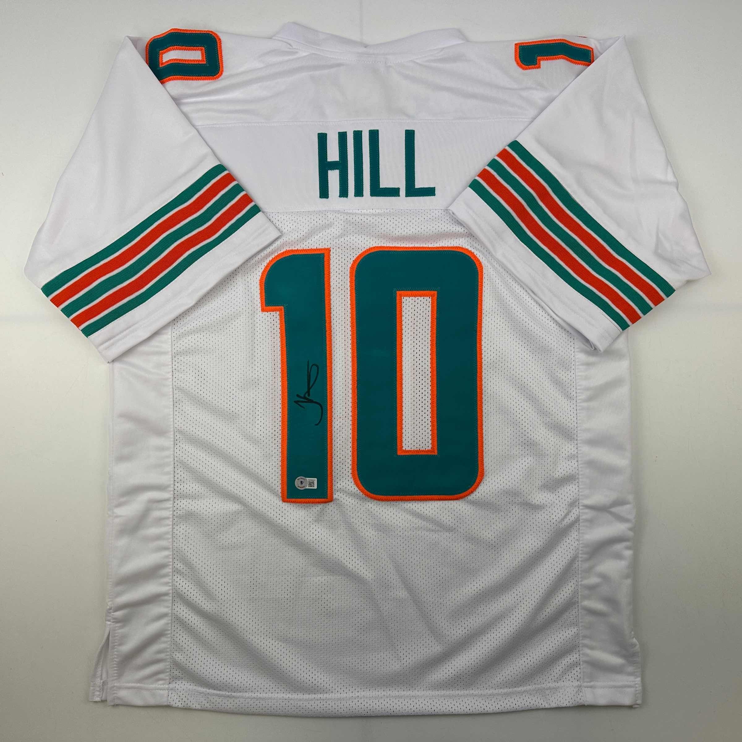autographed-signed-tyreek-hill-miami-white-football-jersey-beckett-bas-coa