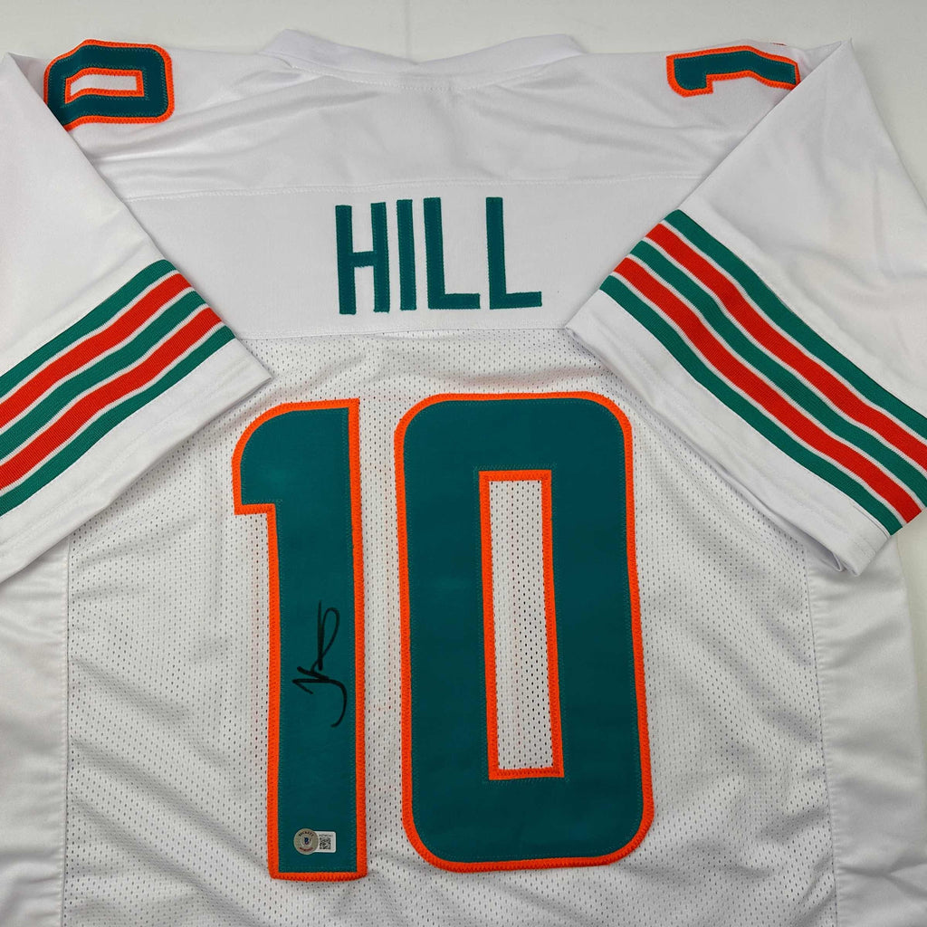 autographed-signed-tyreek-hill-miami-white-football-jersey-beckett-bas-coa